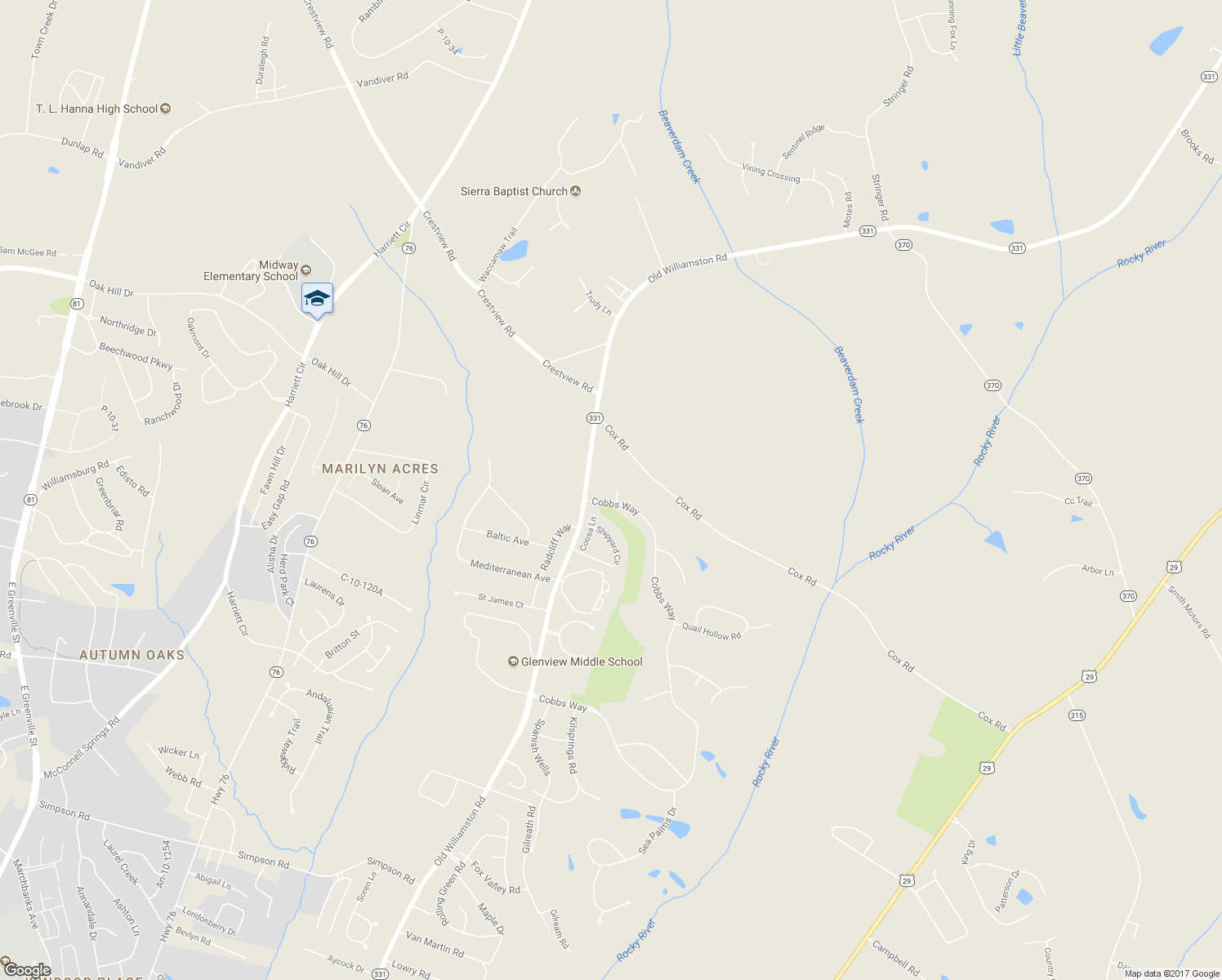 map of restaurants, bars, coffee shops, grocery stores, and more near 3106 Myrtlewood in Anderson