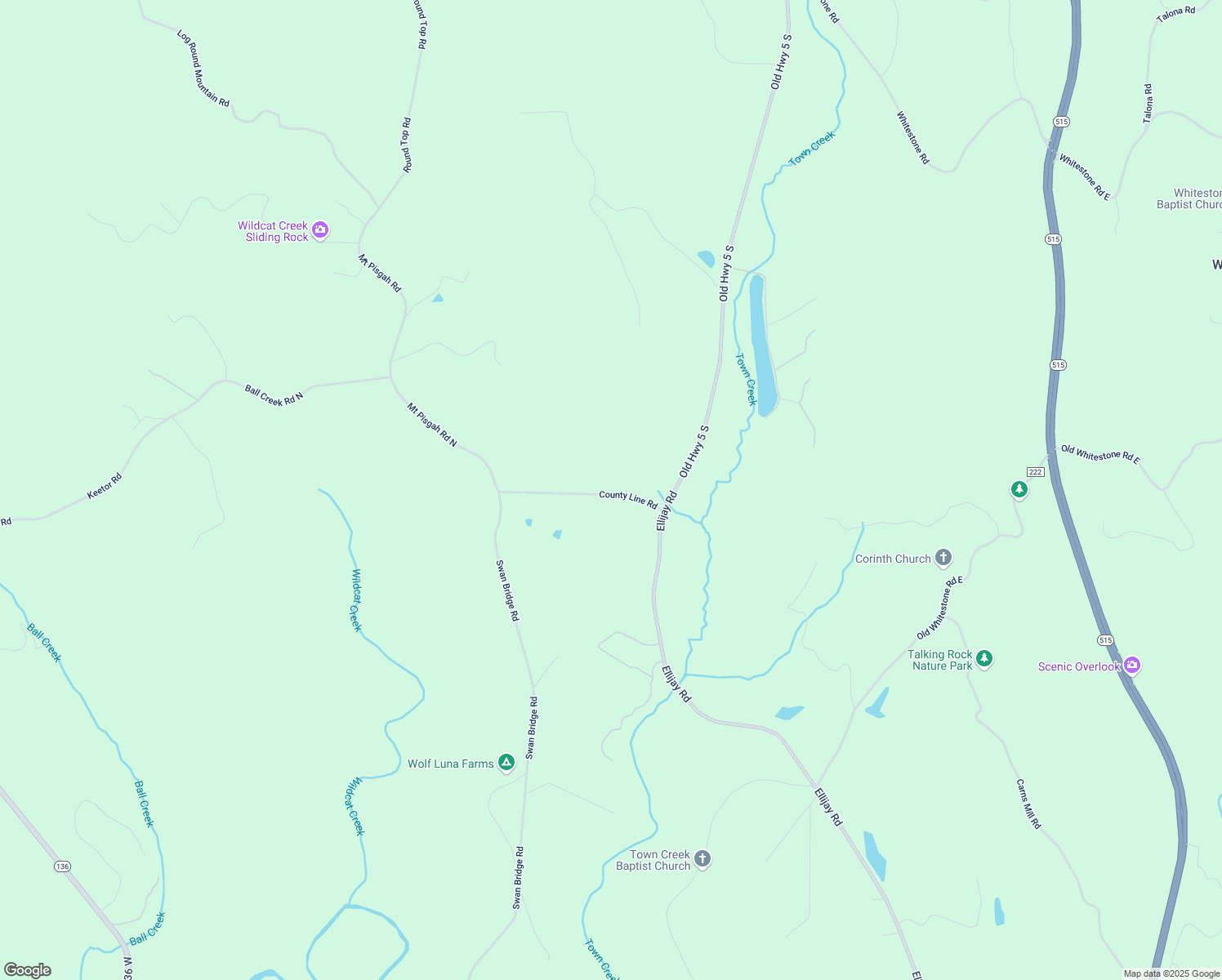 map of restaurants, bars, coffee shops, grocery stores, and more near 328 Ridgeline Road in Talking Rock