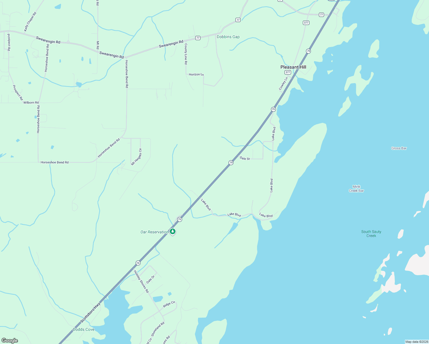 map of restaurants, bars, coffee shops, grocery stores, and more near 405 Alabama 79 in Scottsboro