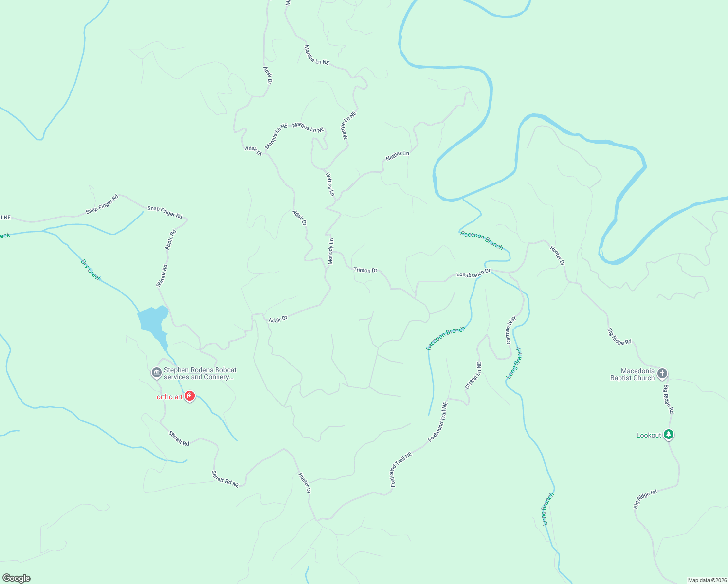 map of restaurants, bars, coffee shops, grocery stores, and more near 878 Echo Drive Northeast in Ranger