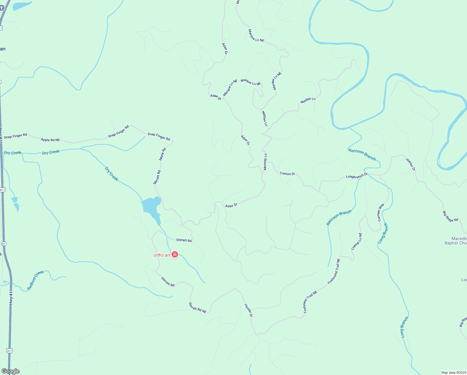 map of restaurants, bars, coffee shops, grocery stores, and more near 58 Monody Lane in Ranger