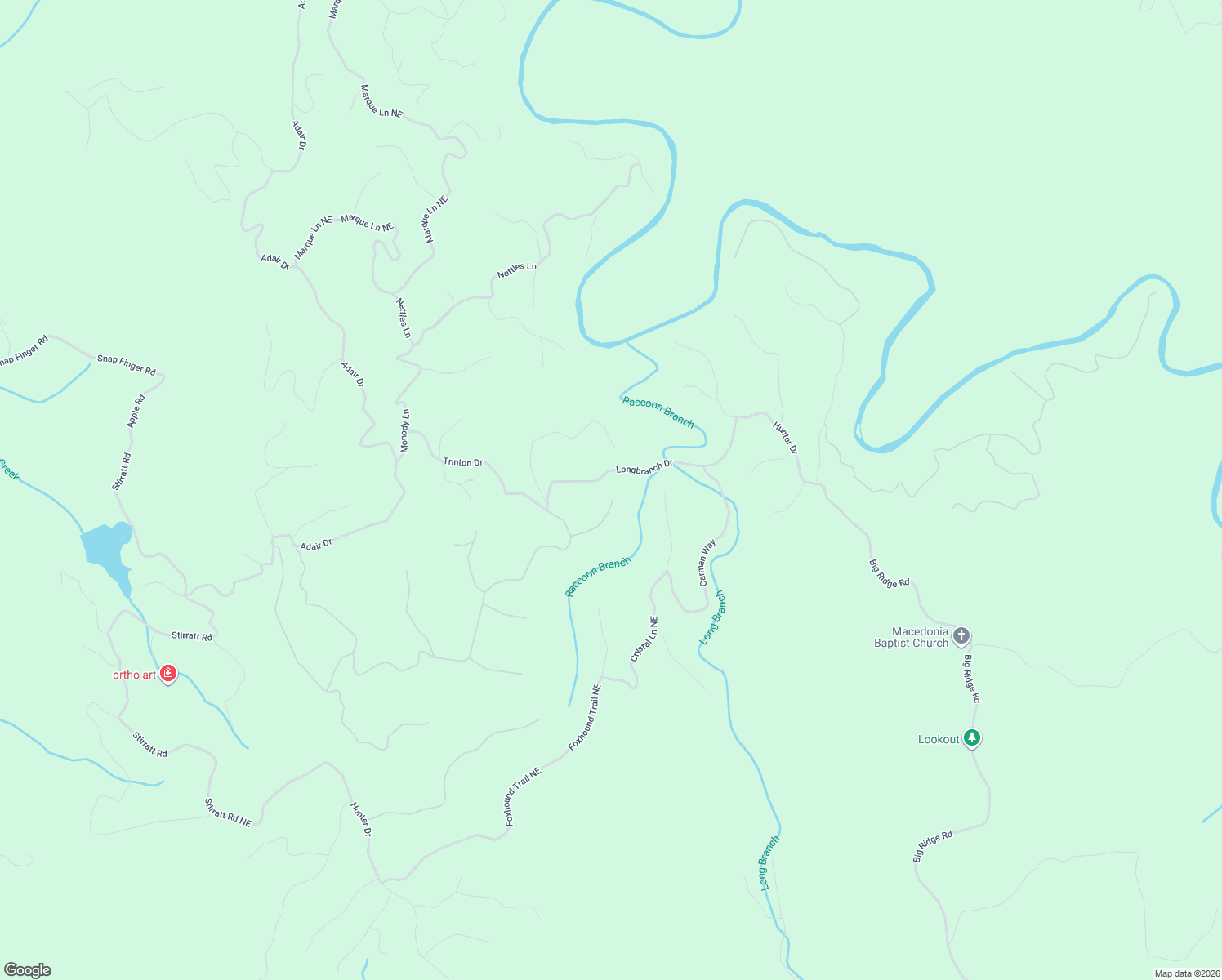 map of restaurants, bars, coffee shops, grocery stores, and more near 968 Raccoon Ridge Northeast in Ranger