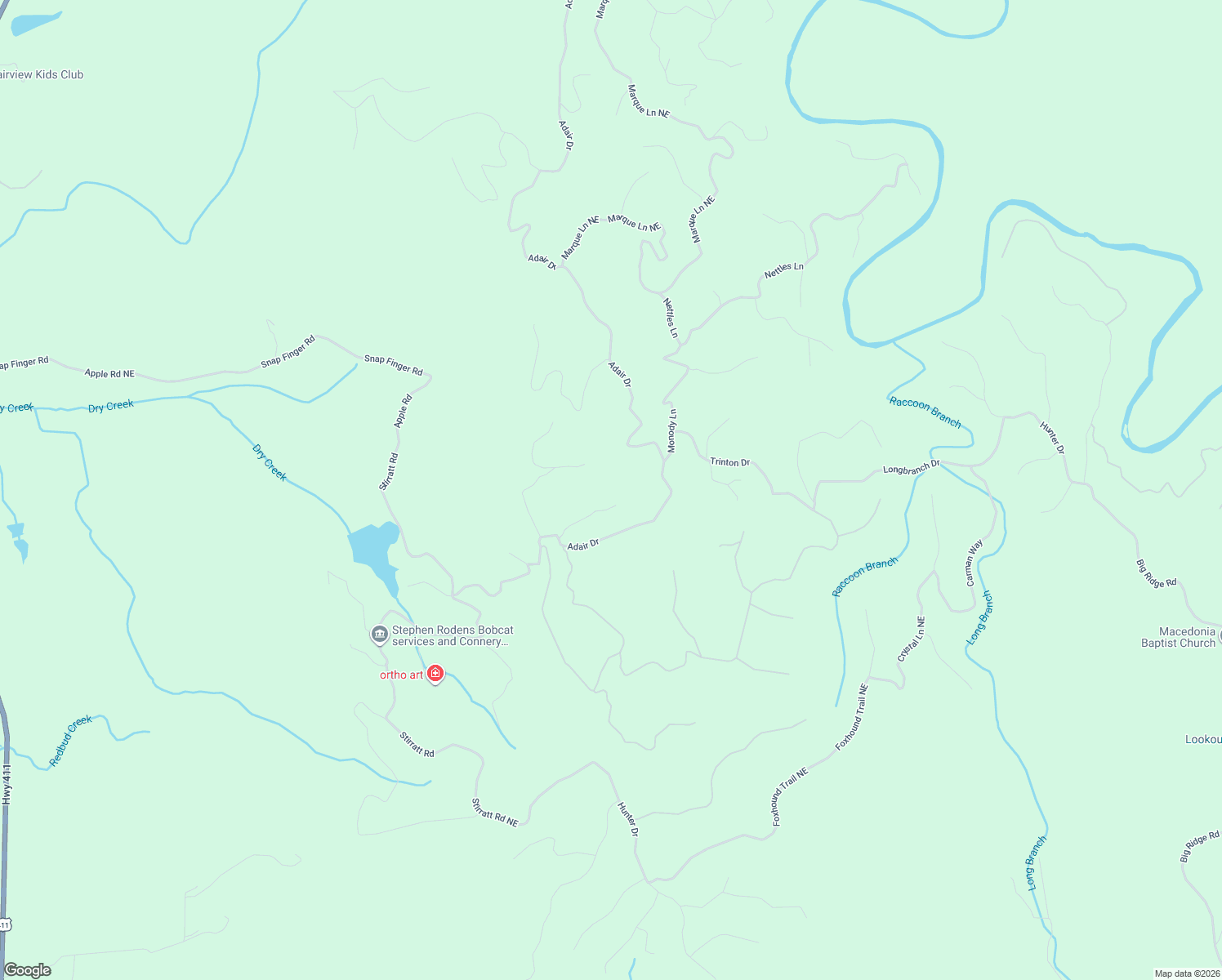 map of restaurants, bars, coffee shops, grocery stores, and more near 58 Monody Lane in Ranger