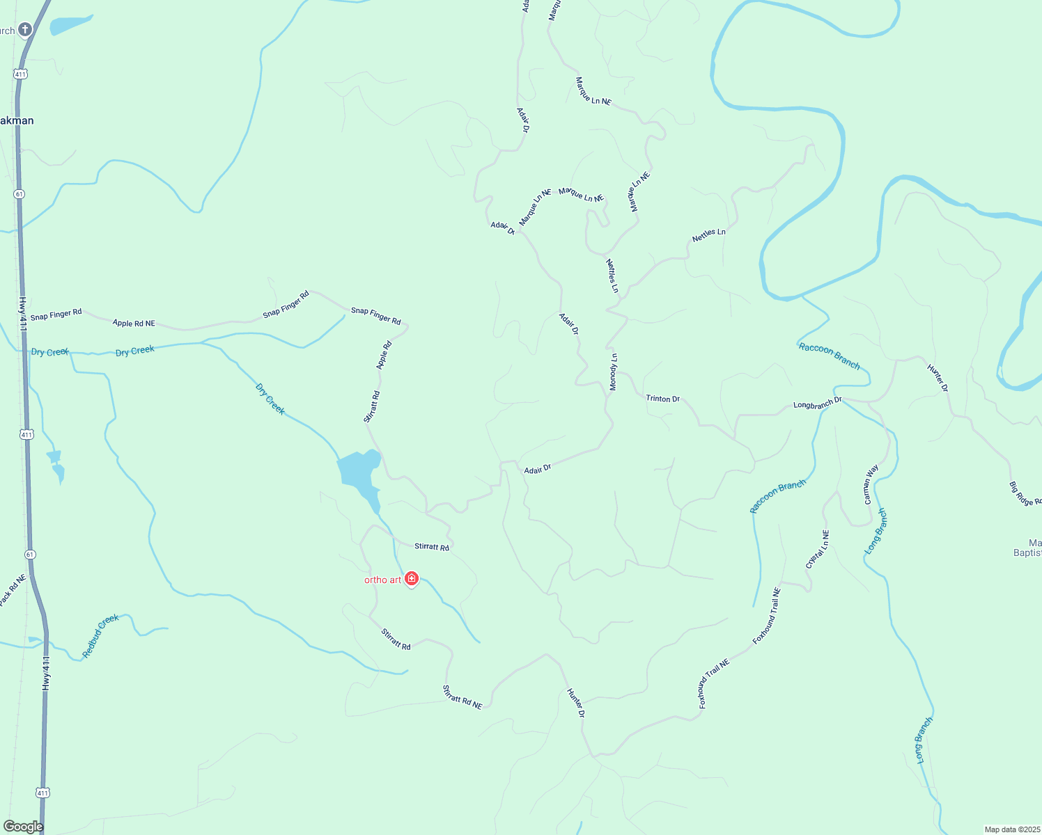 map of restaurants, bars, coffee shops, grocery stores, and more near 58 Monody Lane in Ranger