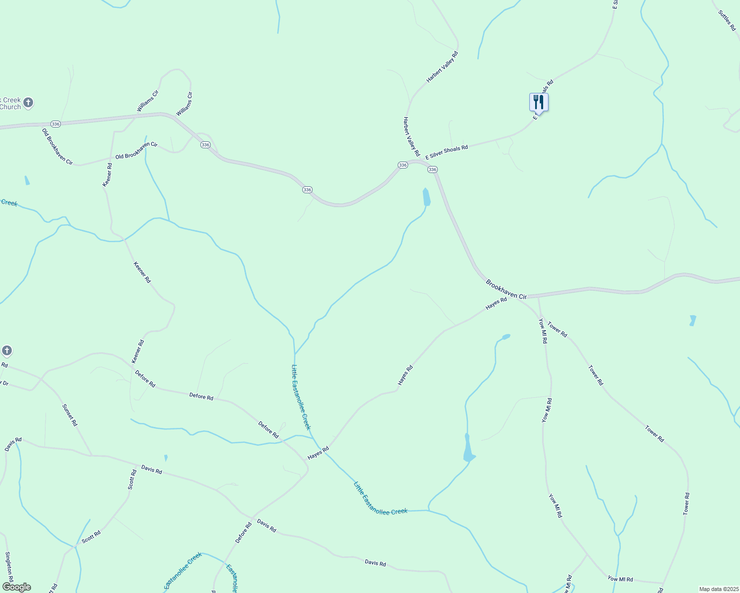 map of restaurants, bars, coffee shops, grocery stores, and more near 341 Shelton Road in Toccoa