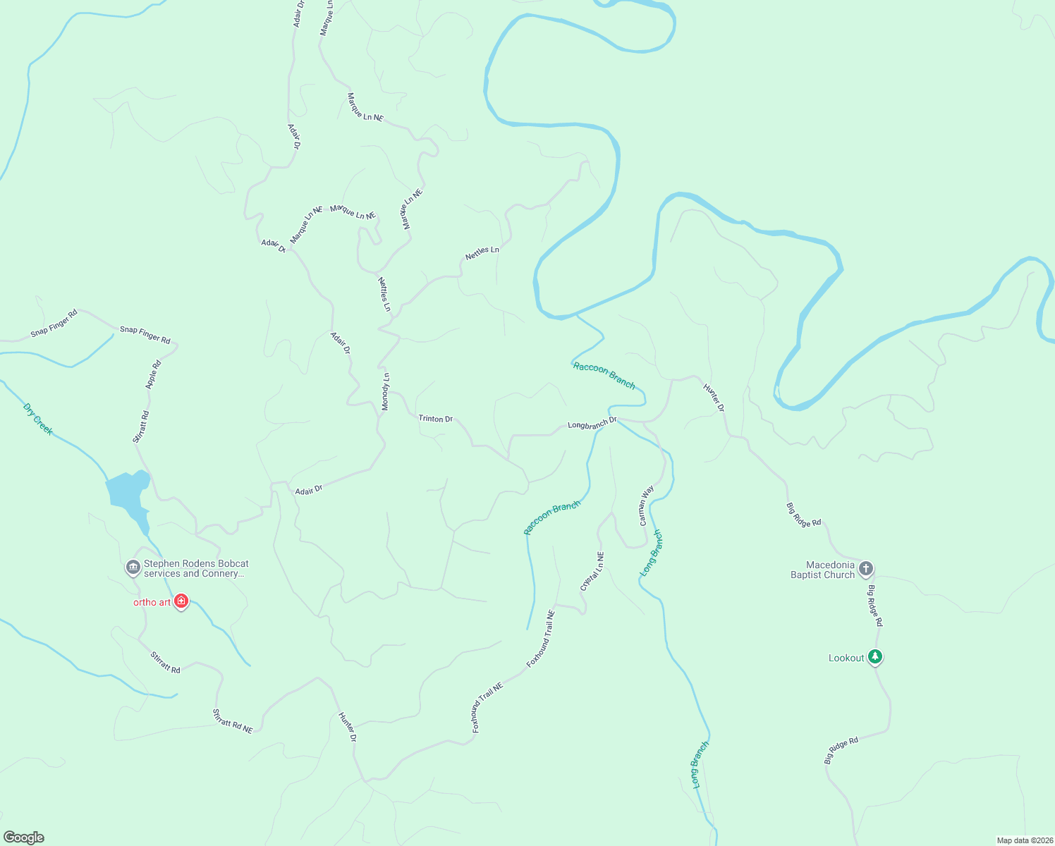 map of restaurants, bars, coffee shops, grocery stores, and more near 950 Longbranch Drive in Ranger