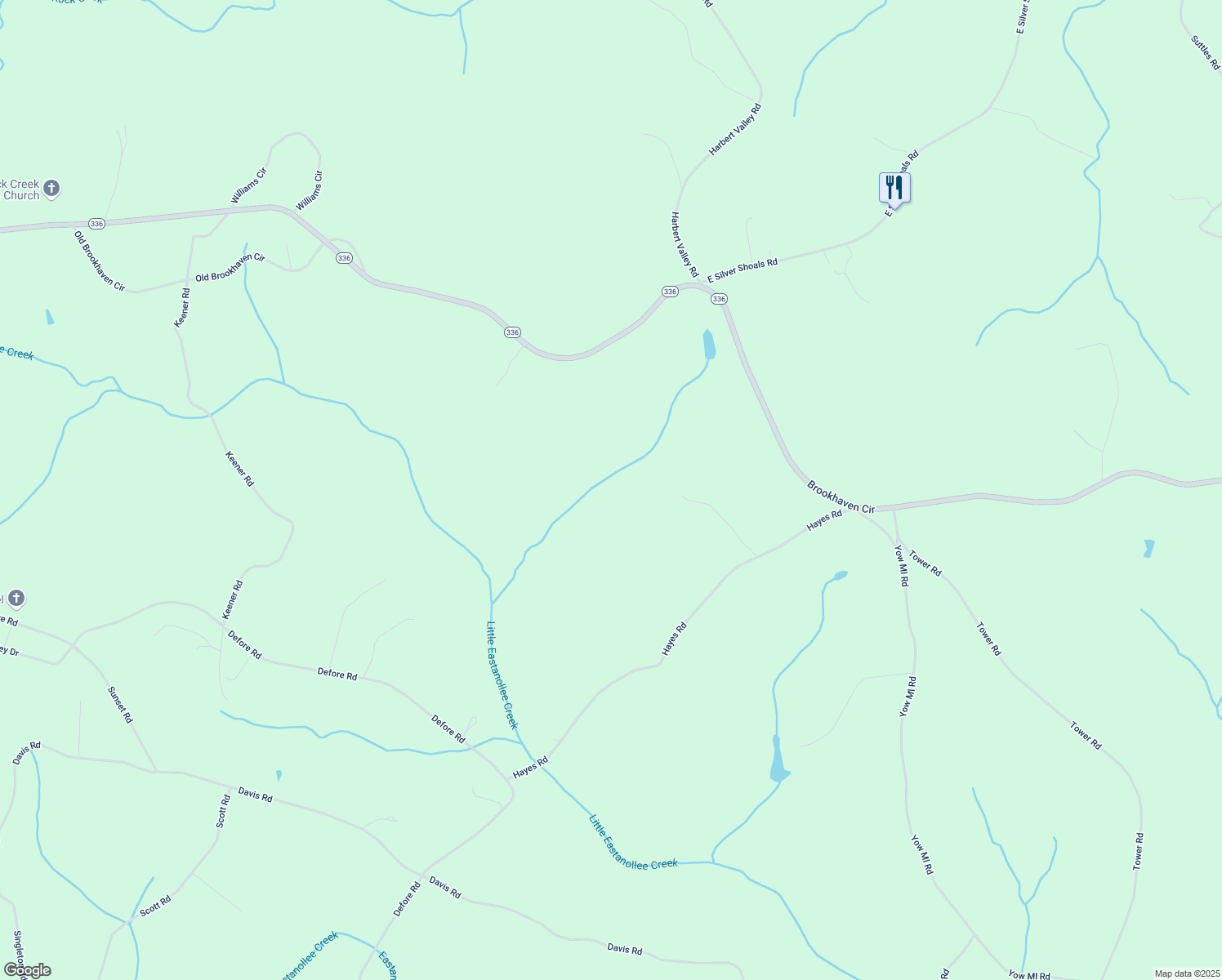 map of restaurants, bars, coffee shops, grocery stores, and more near 341 Shelton Road in Toccoa