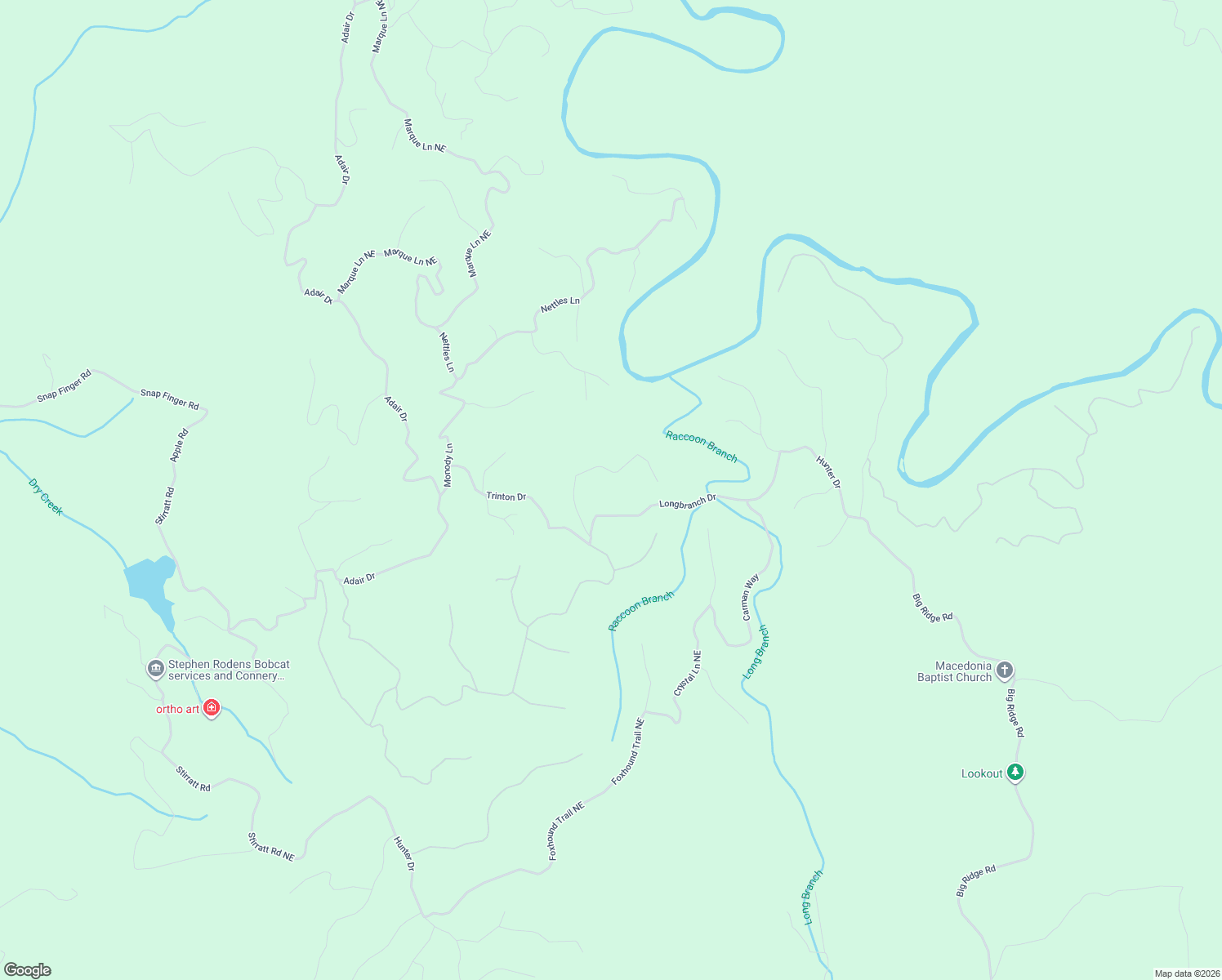 map of restaurants, bars, coffee shops, grocery stores, and more near 950 Longbranch Drive in Ranger