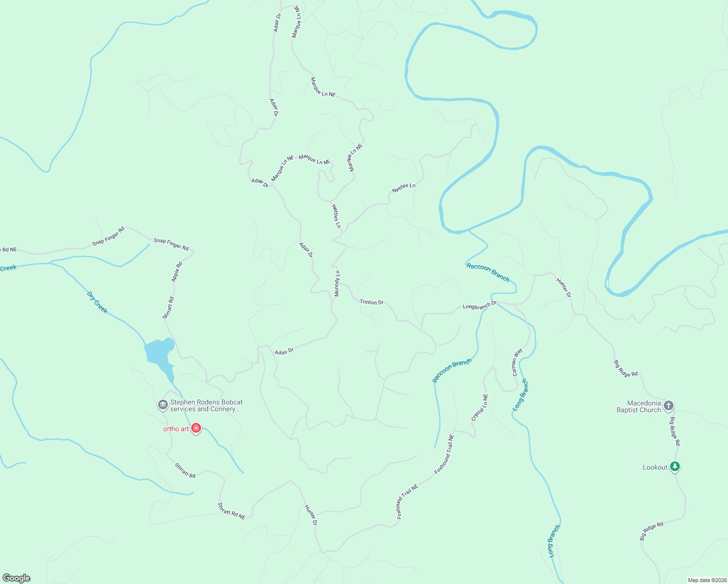 map of restaurants, bars, coffee shops, grocery stores, and more near 872 Bolster Lane Northeast in Ranger
