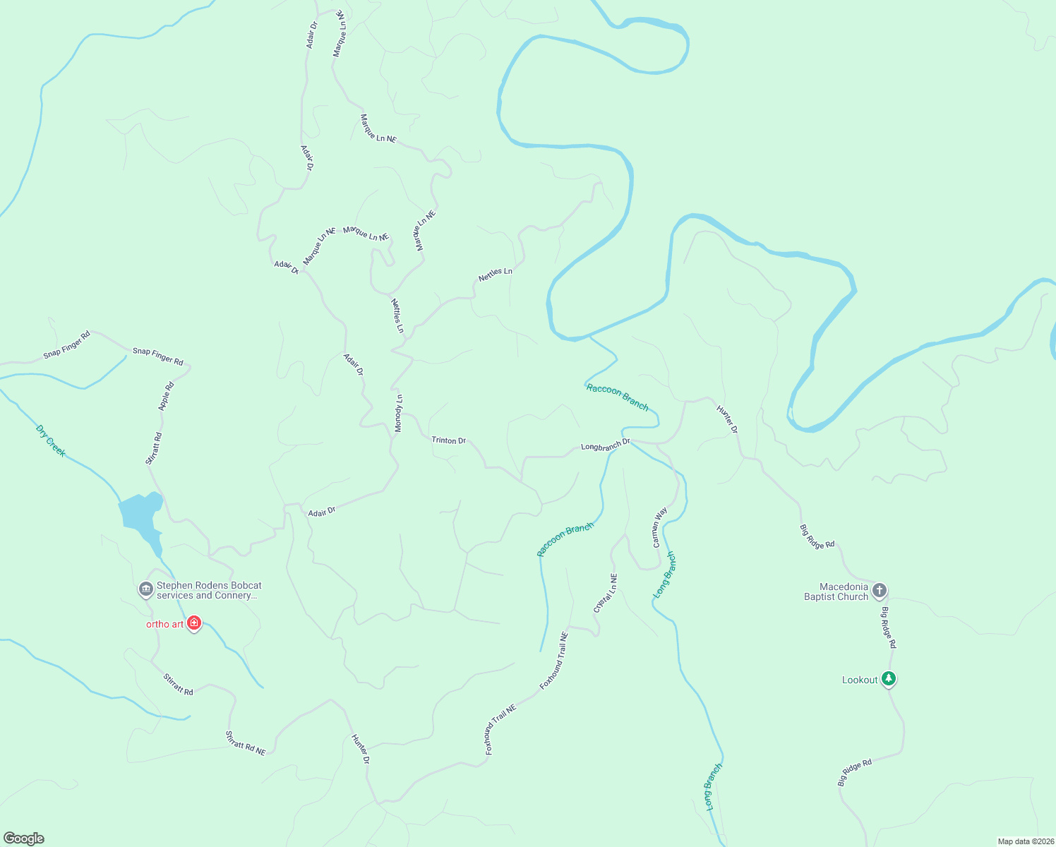 map of restaurants, bars, coffee shops, grocery stores, and more near 950 Longbranch Drive in Ranger