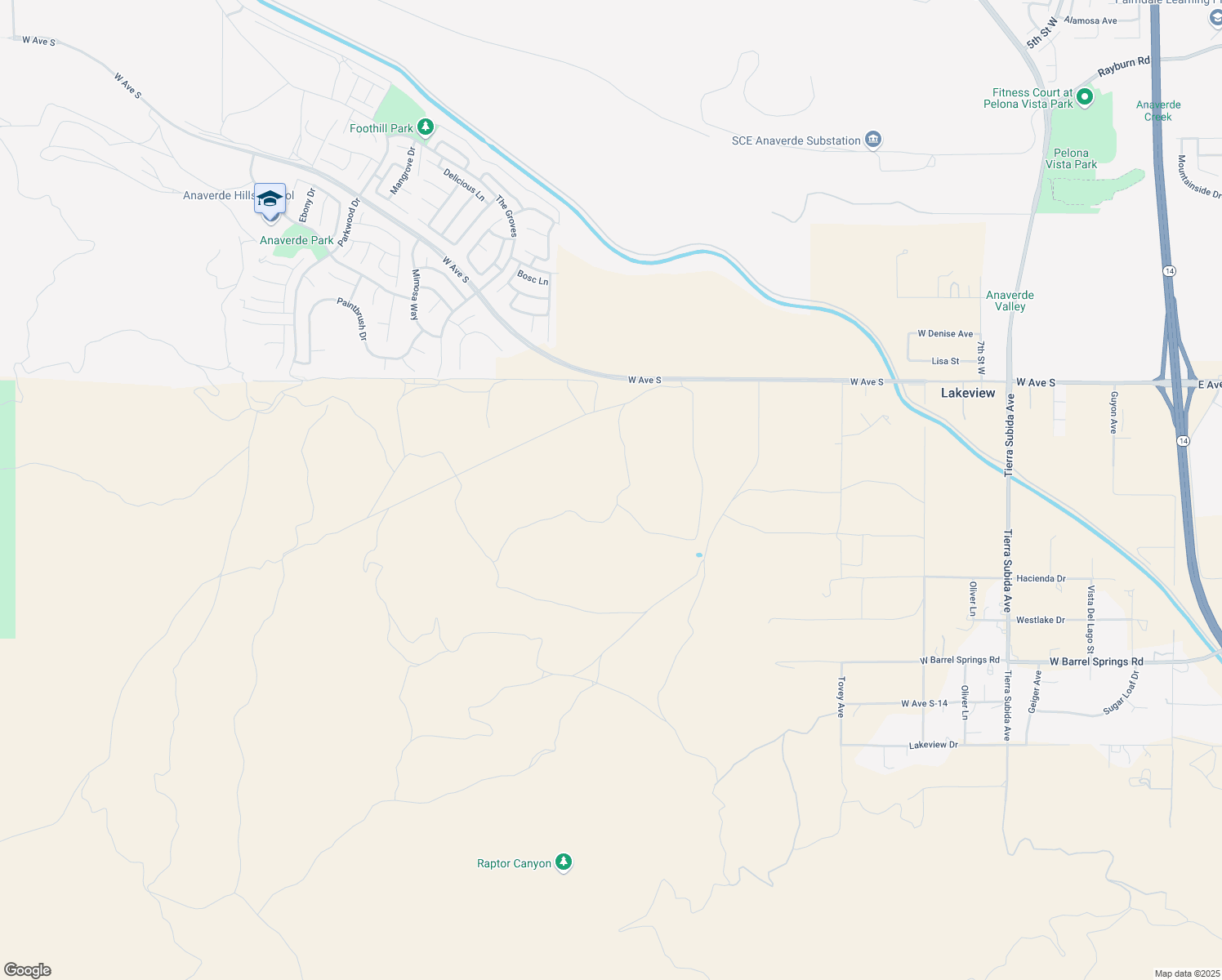 map of restaurants, bars, coffee shops, grocery stores, and more near Avenue S-4 in Palmdale