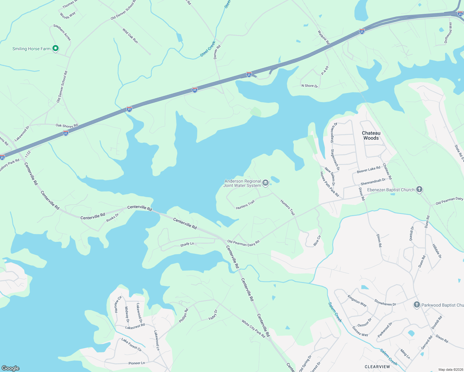 map of restaurants, bars, coffee shops, grocery stores, and more near 1312 Hunters Trail in Anderson