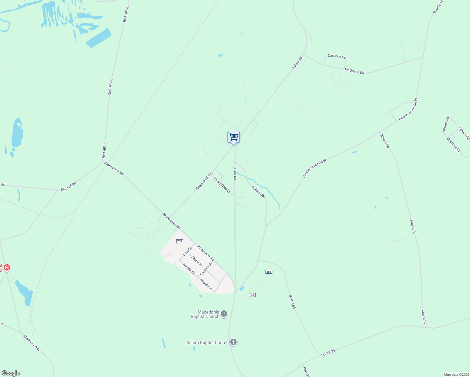 map of restaurants, bars, coffee shops, grocery stores, and more near 1349 Salem Road in Bennettsville