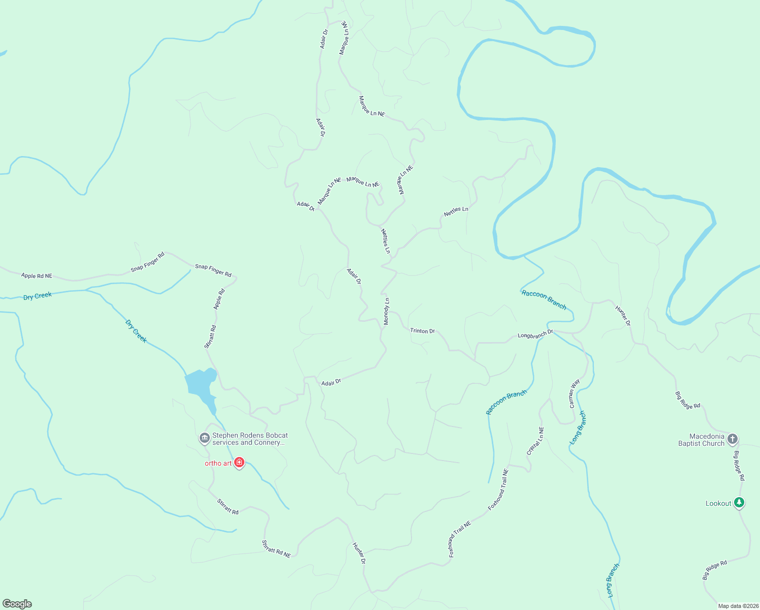 map of restaurants, bars, coffee shops, grocery stores, and more near 825 Monody Lane in Ranger