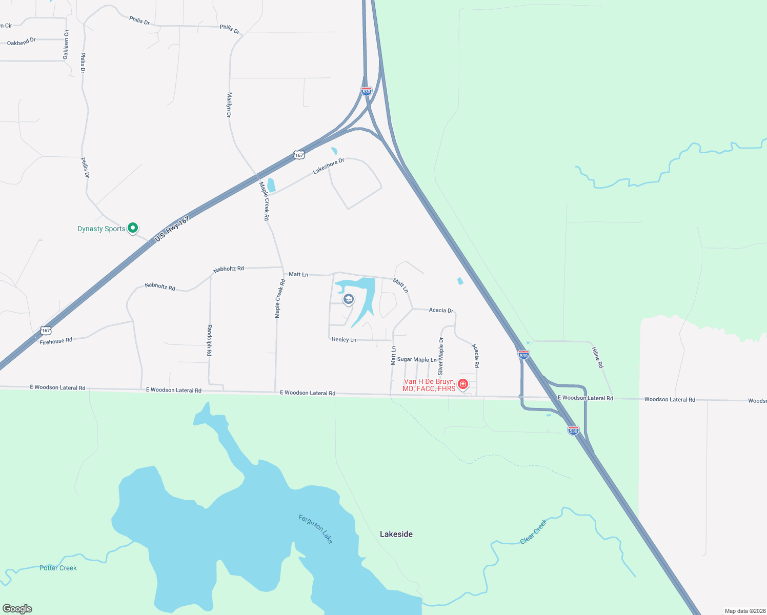 map of restaurants, bars, coffee shops, grocery stores, and more near 21458 Crab Apple Circle in Hensley
