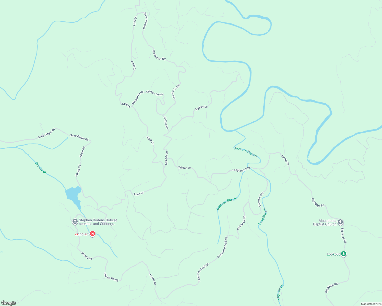 map of restaurants, bars, coffee shops, grocery stores, and more near 869 Bolster Lane Northeast in Ranger