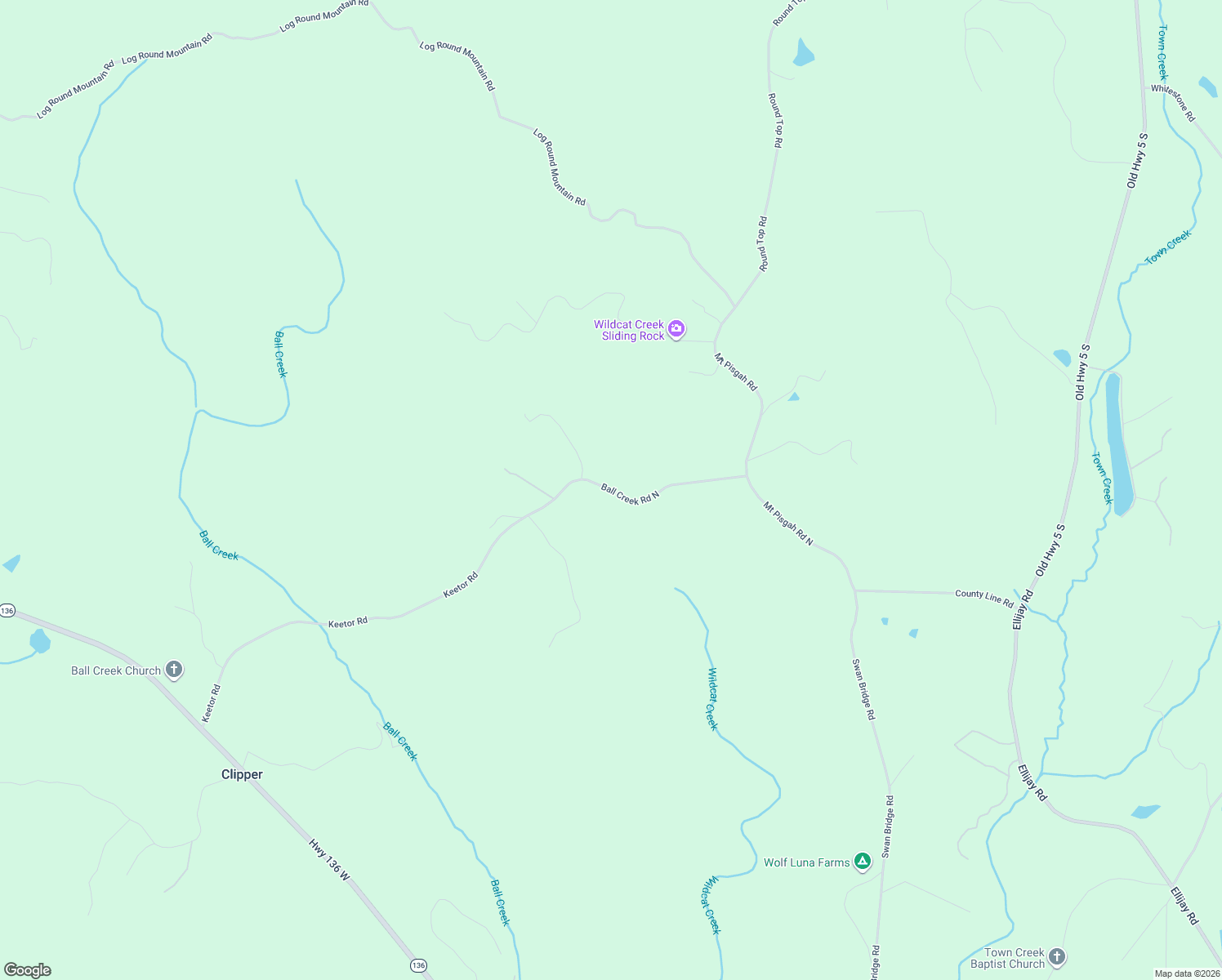 map of restaurants, bars, coffee shops, grocery stores, and more near 528 Ball Creek Road North in Talking Rock