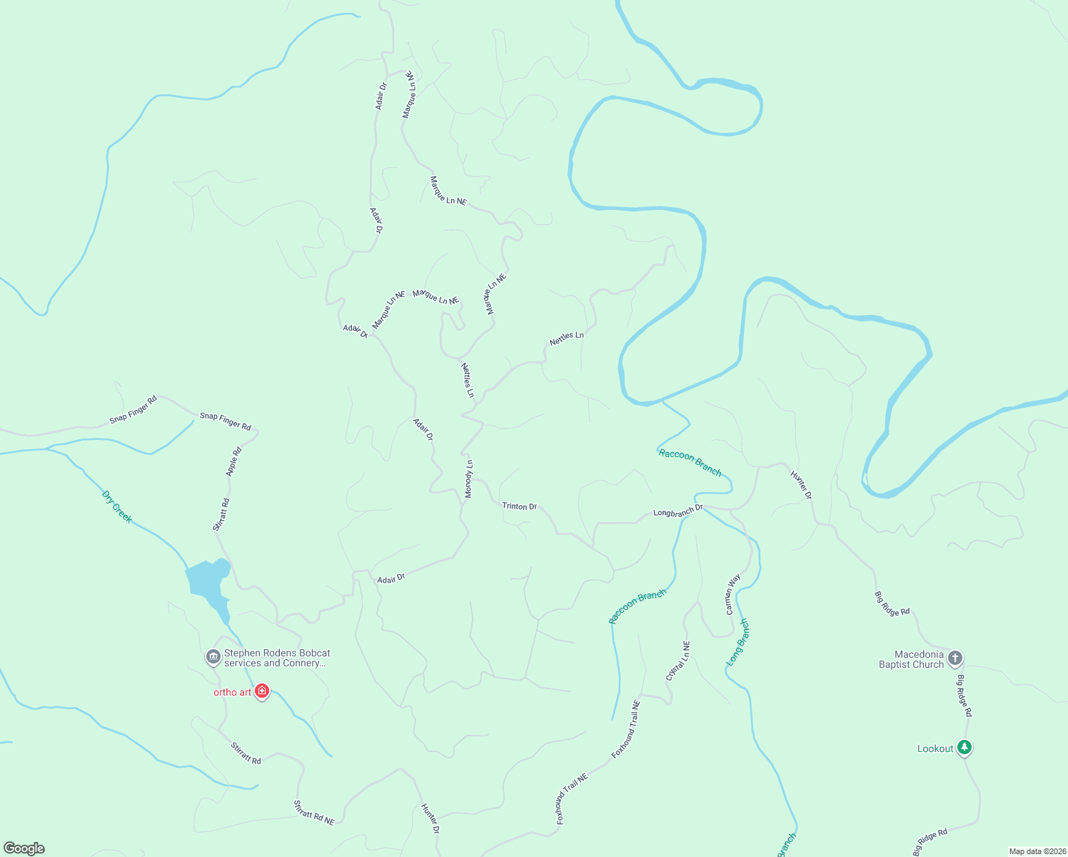 map of restaurants, bars, coffee shops, grocery stores, and more near 866 Bolster Lane Northeast in Ranger
