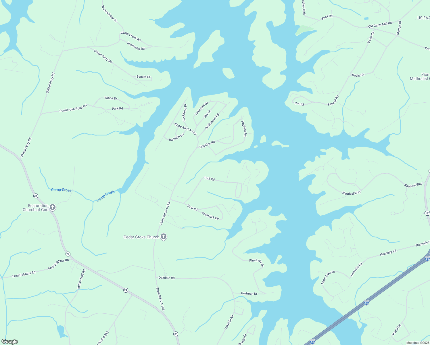 map of restaurants, bars, coffee shops, grocery stores, and more near 253 Turk Road in Townville