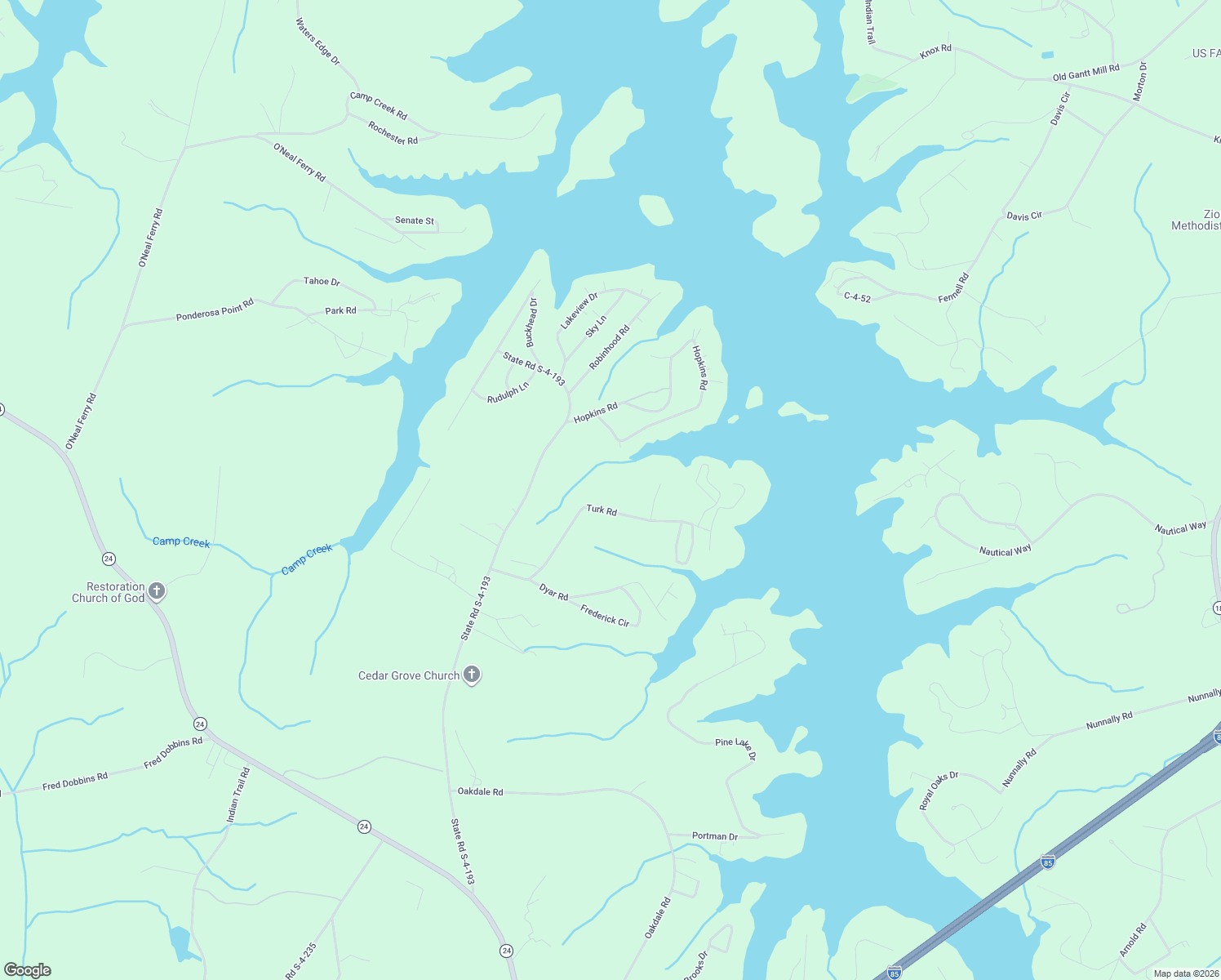 map of restaurants, bars, coffee shops, grocery stores, and more near 253 Turk Road in Townville