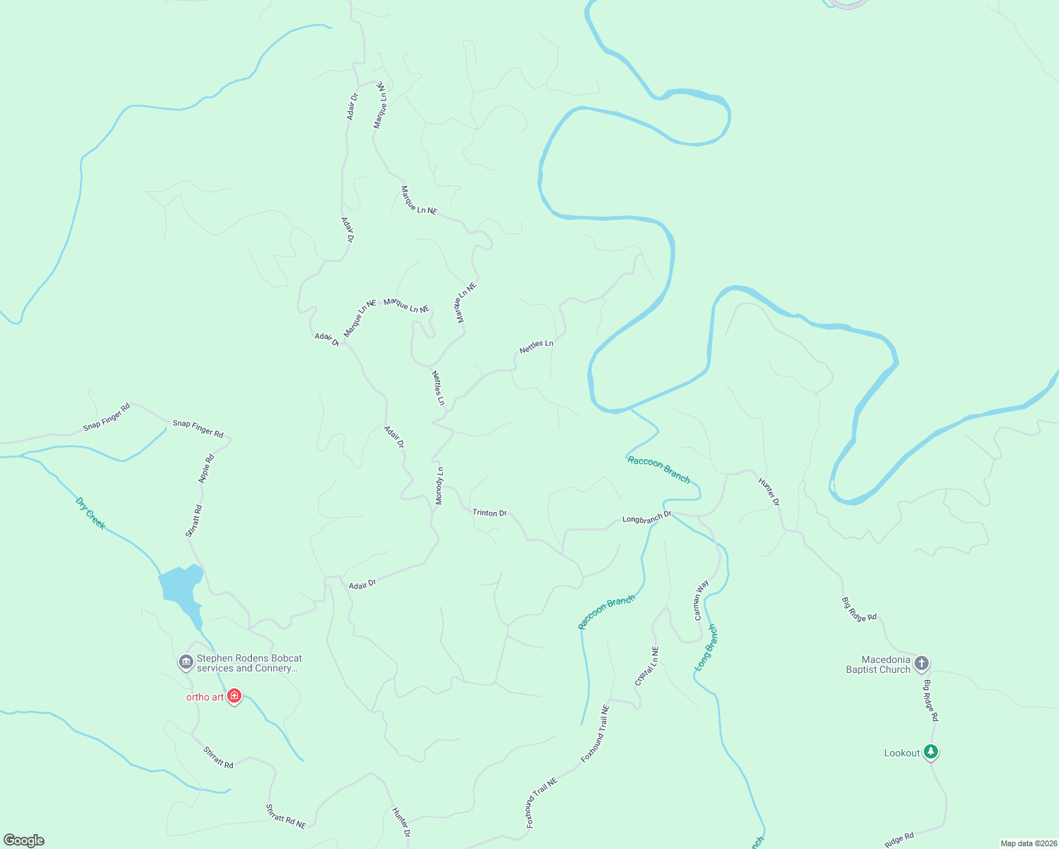 map of restaurants, bars, coffee shops, grocery stores, and more near 850 Albus Court in Ranger