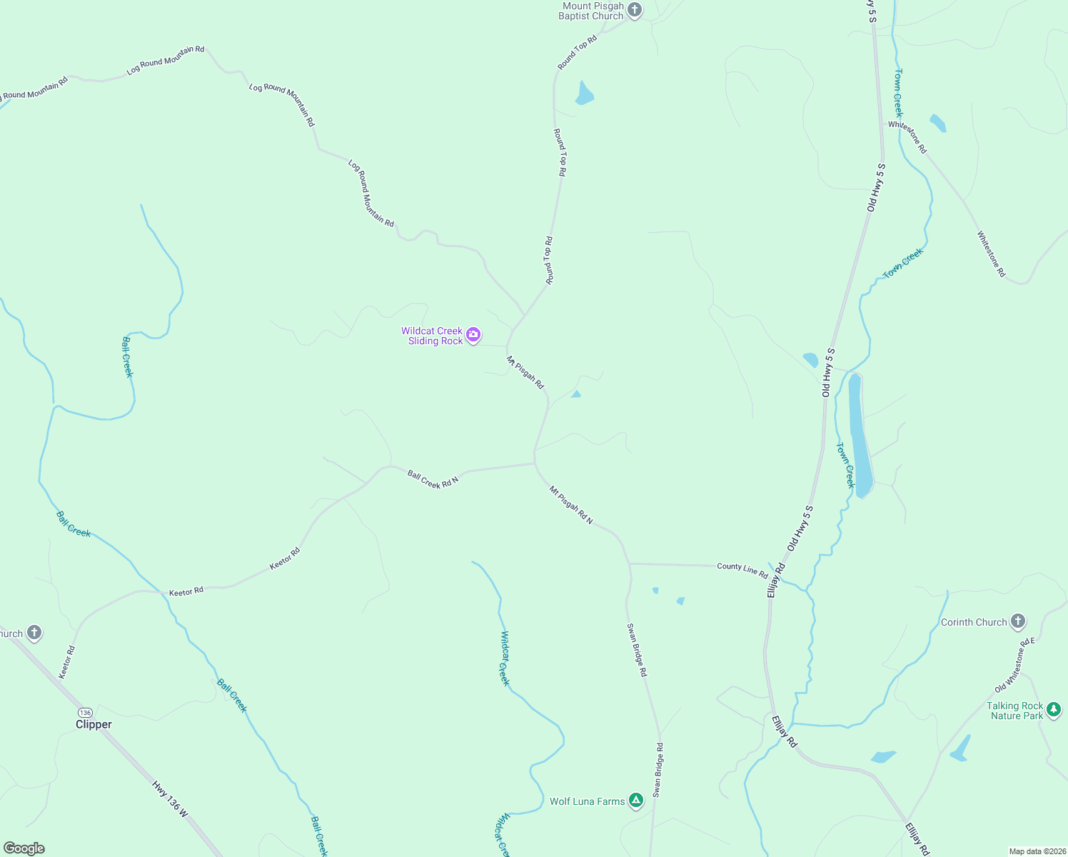 map of restaurants, bars, coffee shops, grocery stores, and more near 6888 Mount Pisgah Road in Talking Rock