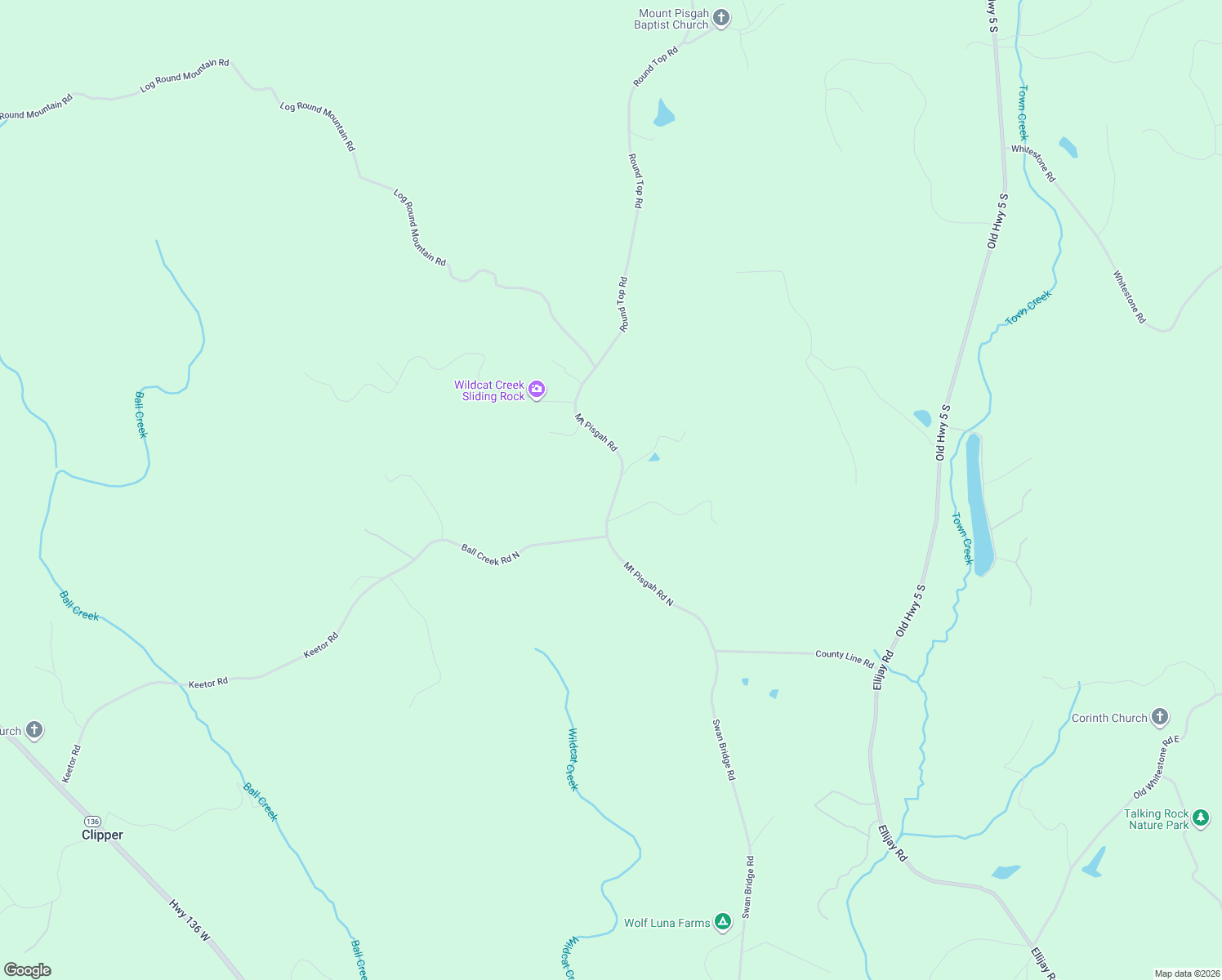 map of restaurants, bars, coffee shops, grocery stores, and more near 6888 Mount Pisgah Road in Talking Rock
