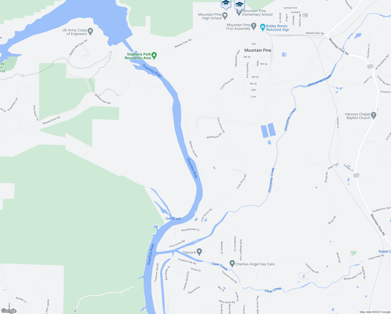 map of restaurants, bars, coffee shops, grocery stores, and more near 216 Nelson Terrace in Mountain Pine