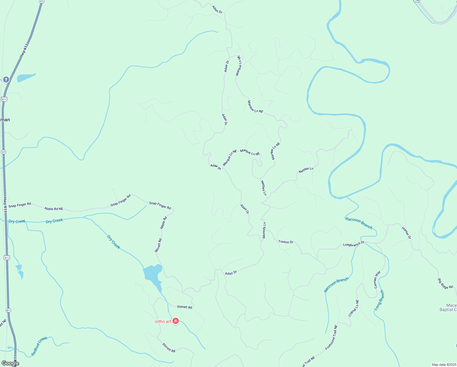 map of restaurants, bars, coffee shops, grocery stores, and more near 112 Adair Drive in Ranger