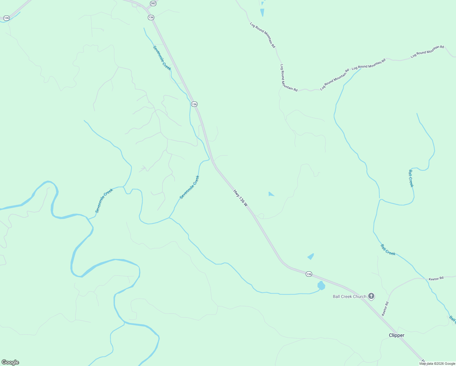 map of restaurants, bars, coffee shops, grocery stores, and more near State Highway 136 in Talking Rock