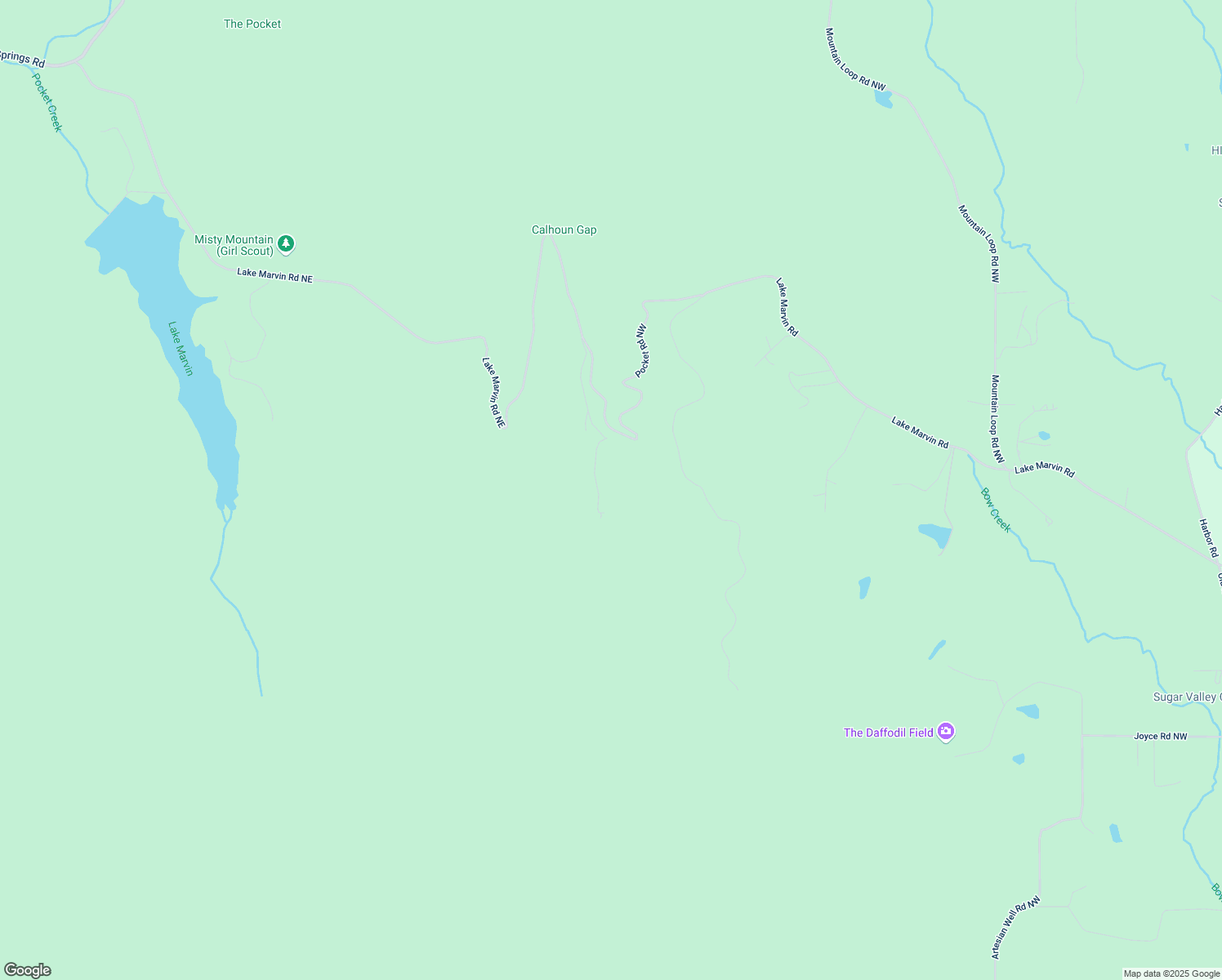 map of restaurants, bars, coffee shops, grocery stores, and more near 2050 Pocket Road Northwest in Sugar Valley