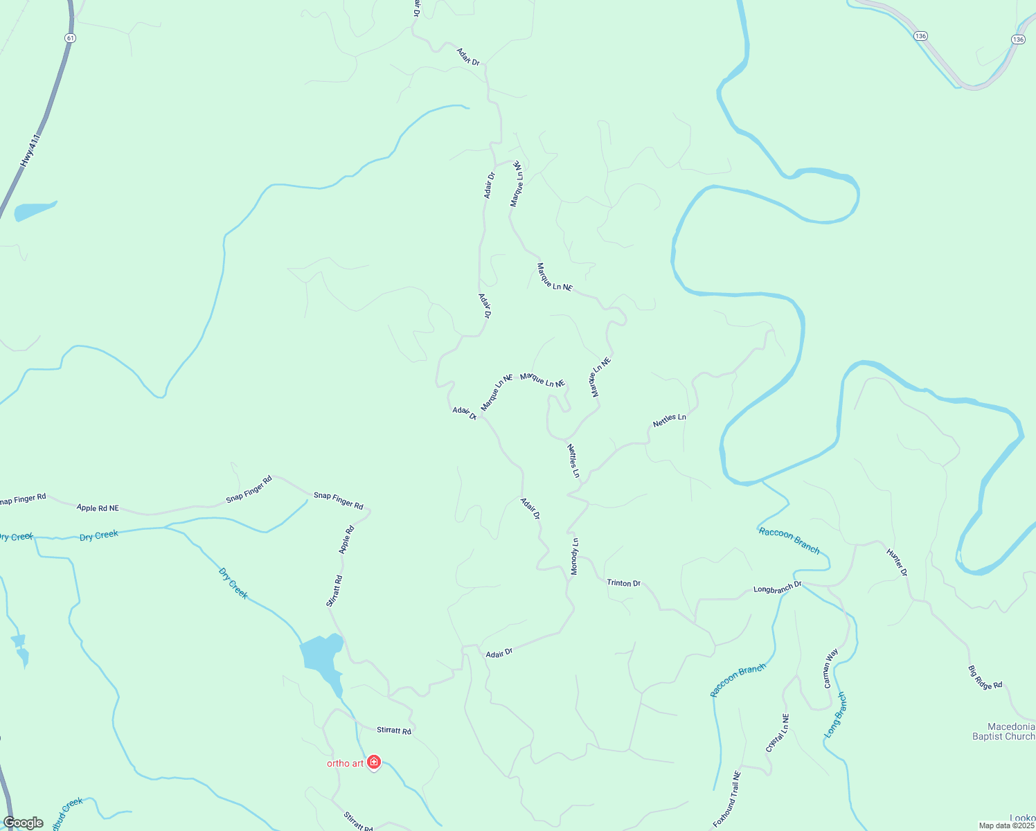map of restaurants, bars, coffee shops, grocery stores, and more near 481 Marque Lane Northeast in Ranger