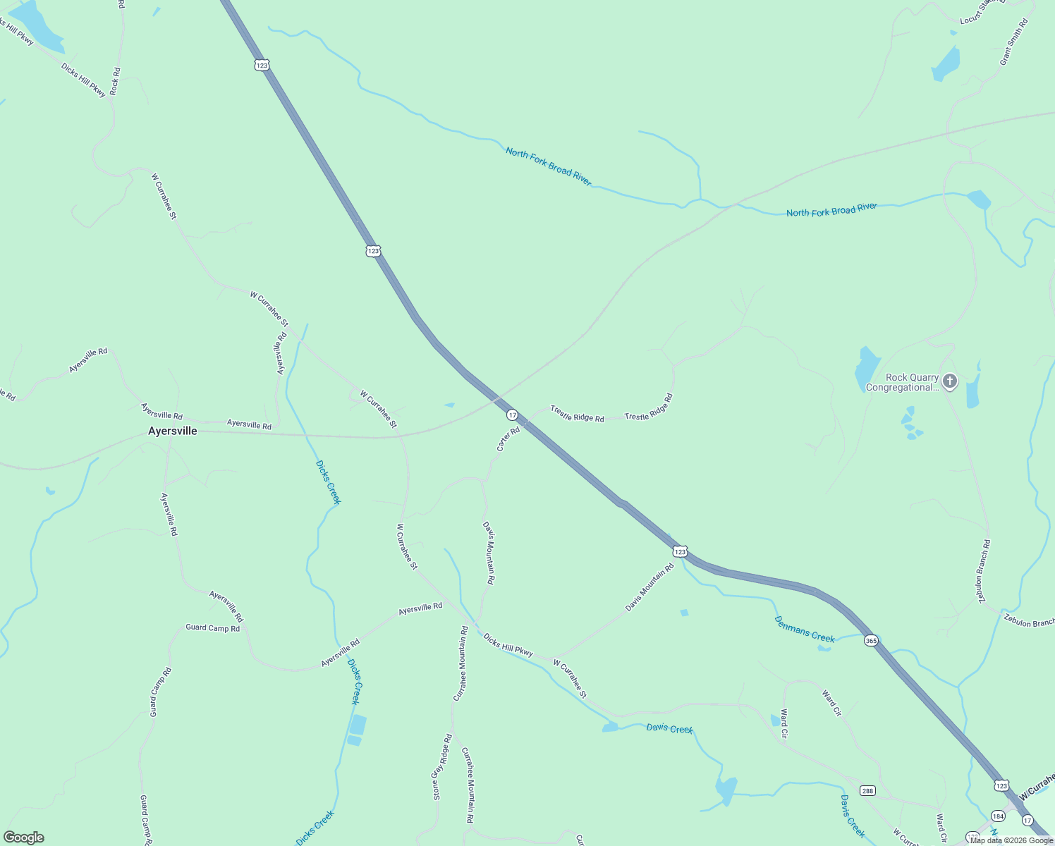 map of restaurants, bars, coffee shops, grocery stores, and more near 138-140 Trestle Ridge Road in Toccoa