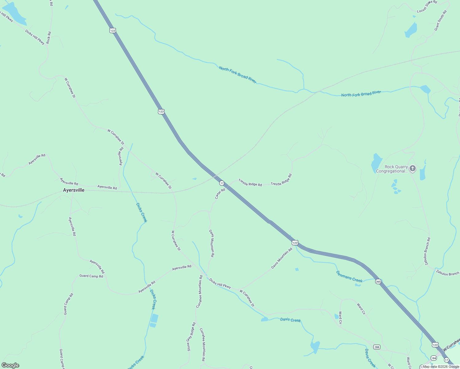 map of restaurants, bars, coffee shops, grocery stores, and more near 140 Trestle Ridge Road in Toccoa