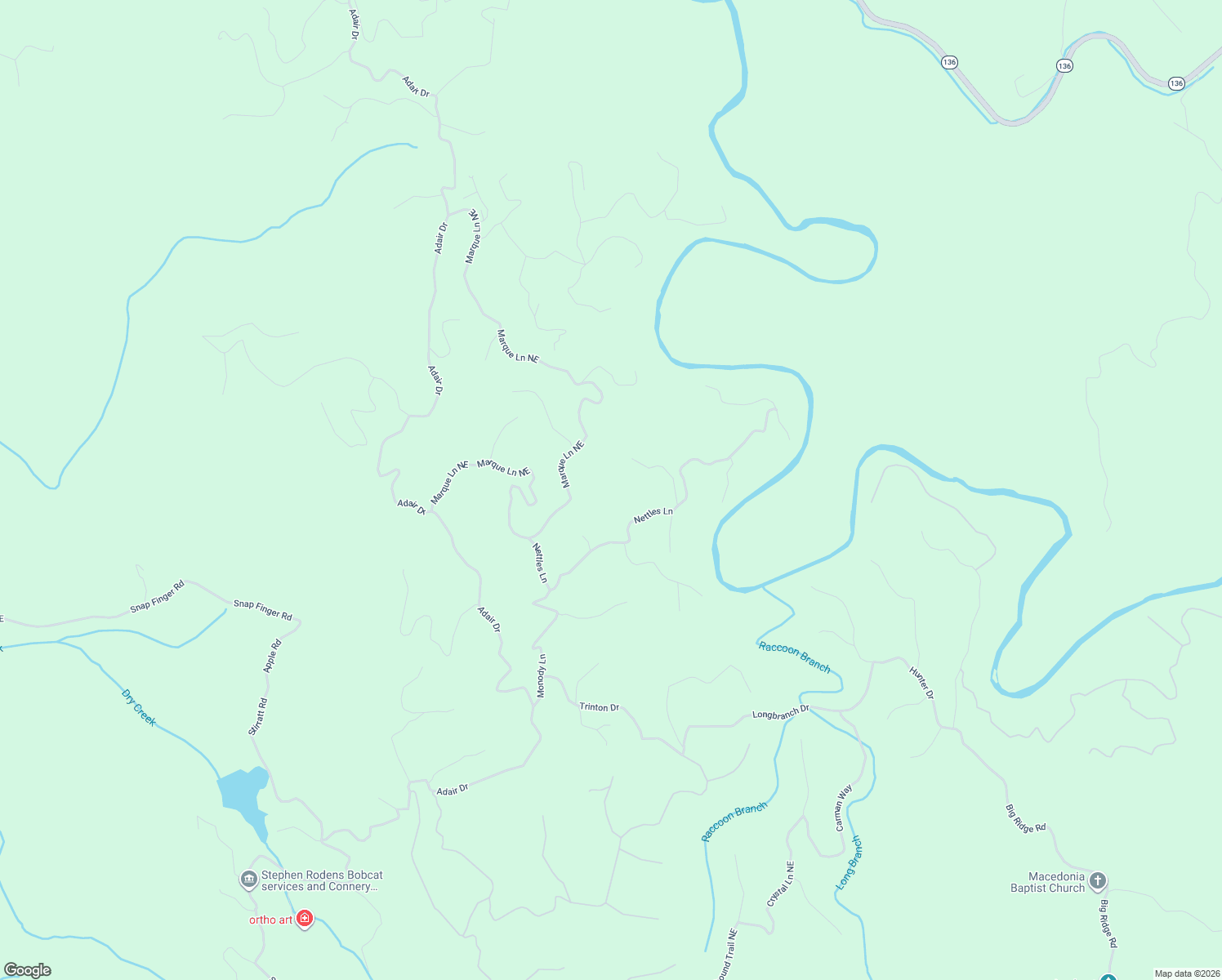 map of restaurants, bars, coffee shops, grocery stores, and more near 748 Nettles Lane in Ranger