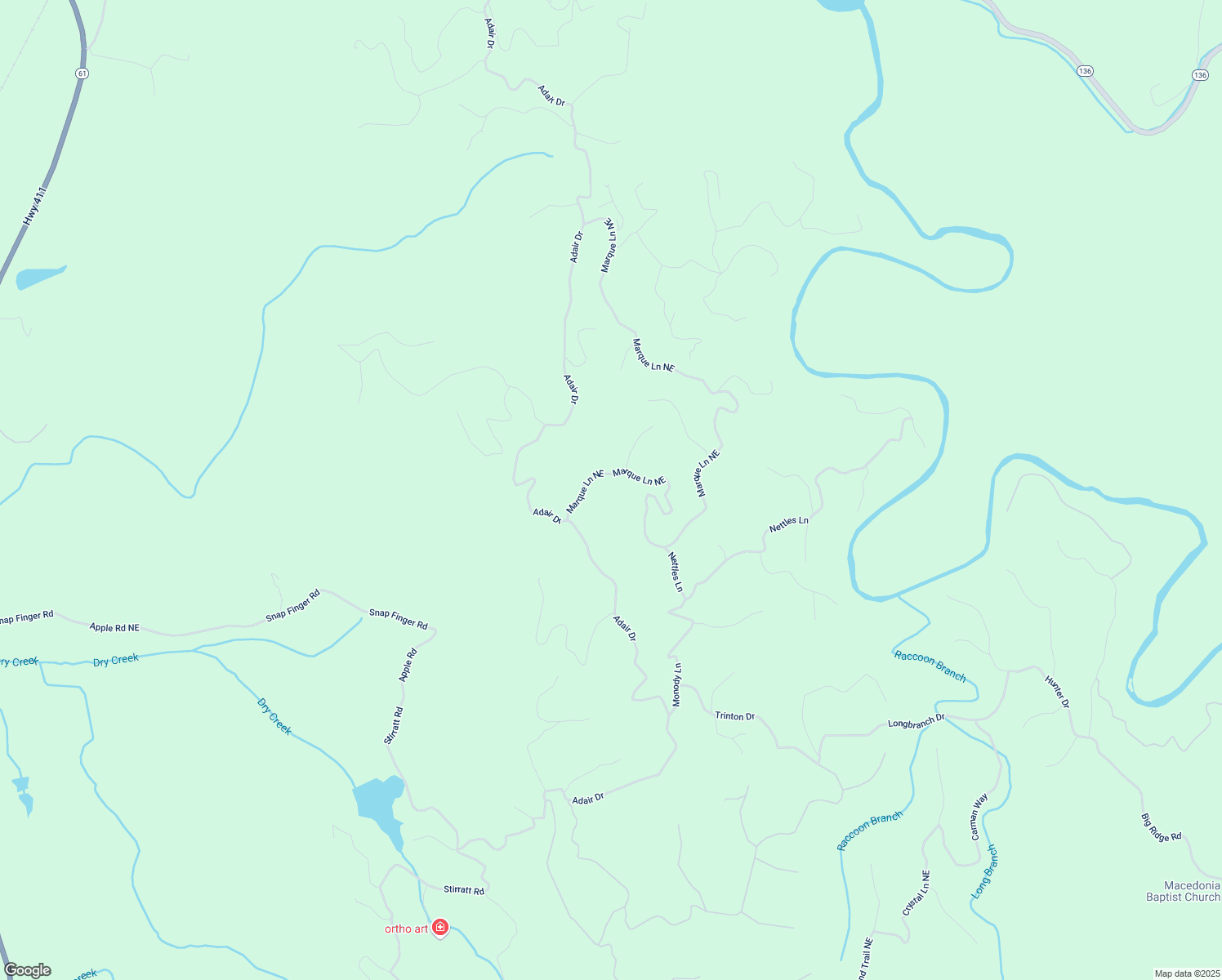 map of restaurants, bars, coffee shops, grocery stores, and more near 481 Marque Lane Northeast in Ranger