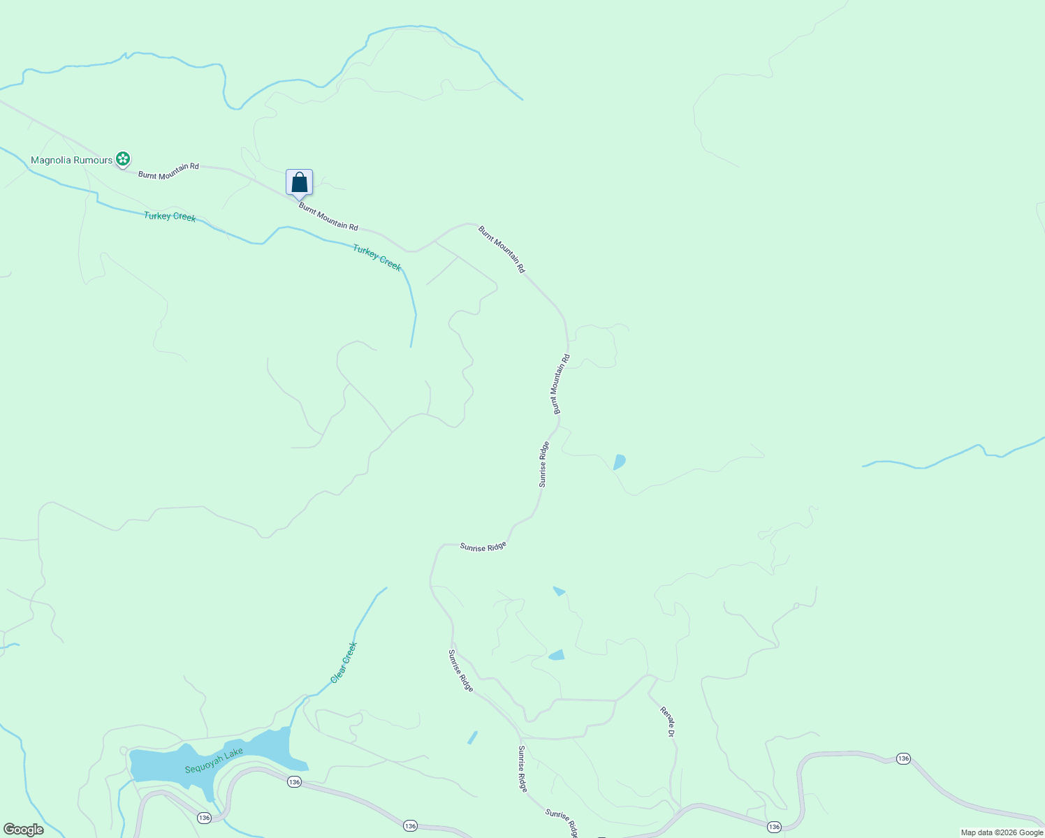 map of restaurants, bars, coffee shops, grocery stores, and more near 6248 Burnt Mountain Road in Ellijay