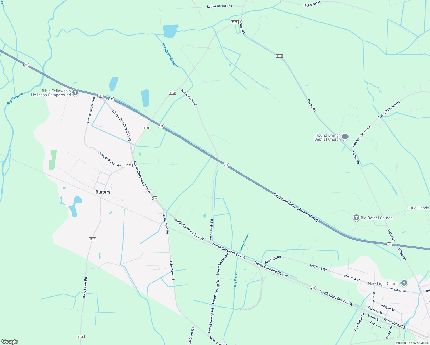 map of restaurants, bars, coffee shops, grocery stores, and more near 589 Webb Faulk Rd in Bladenboro
