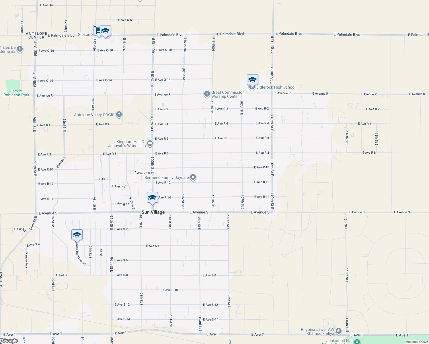 map of restaurants, bars, coffee shops, grocery stores, and more near 10510 East Avenue R 10 in Littlerock