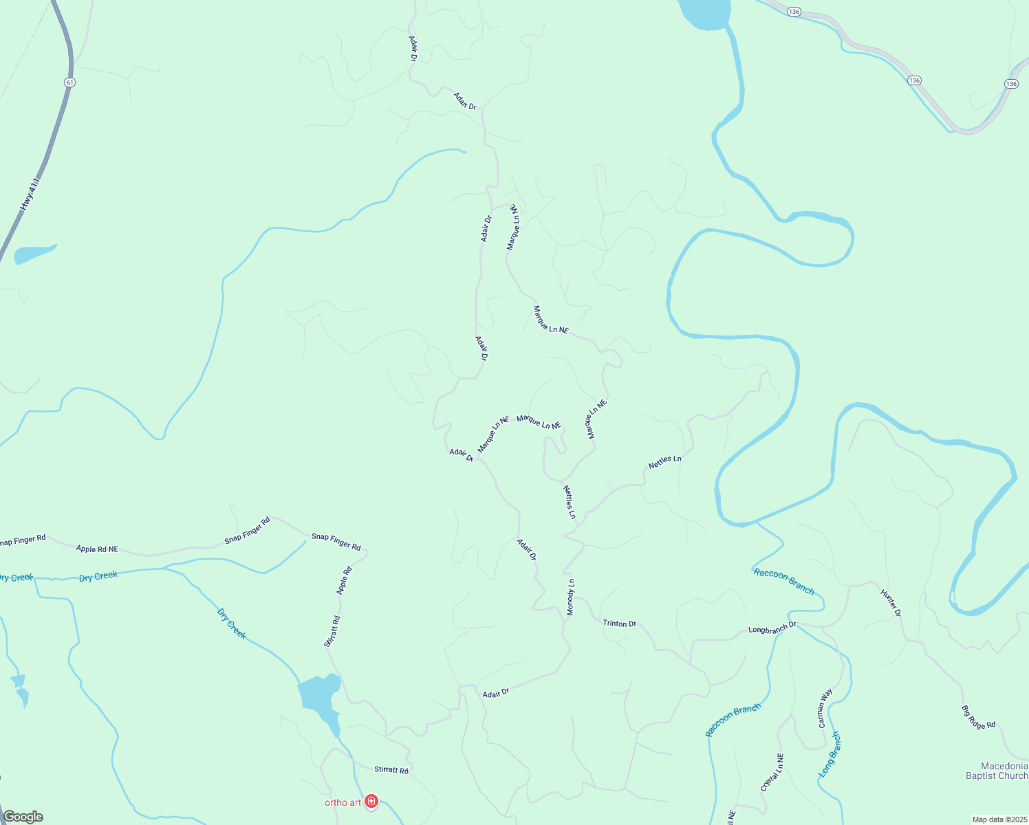 map of restaurants, bars, coffee shops, grocery stores, and more near 480 Marque Lane Northeast in Ranger