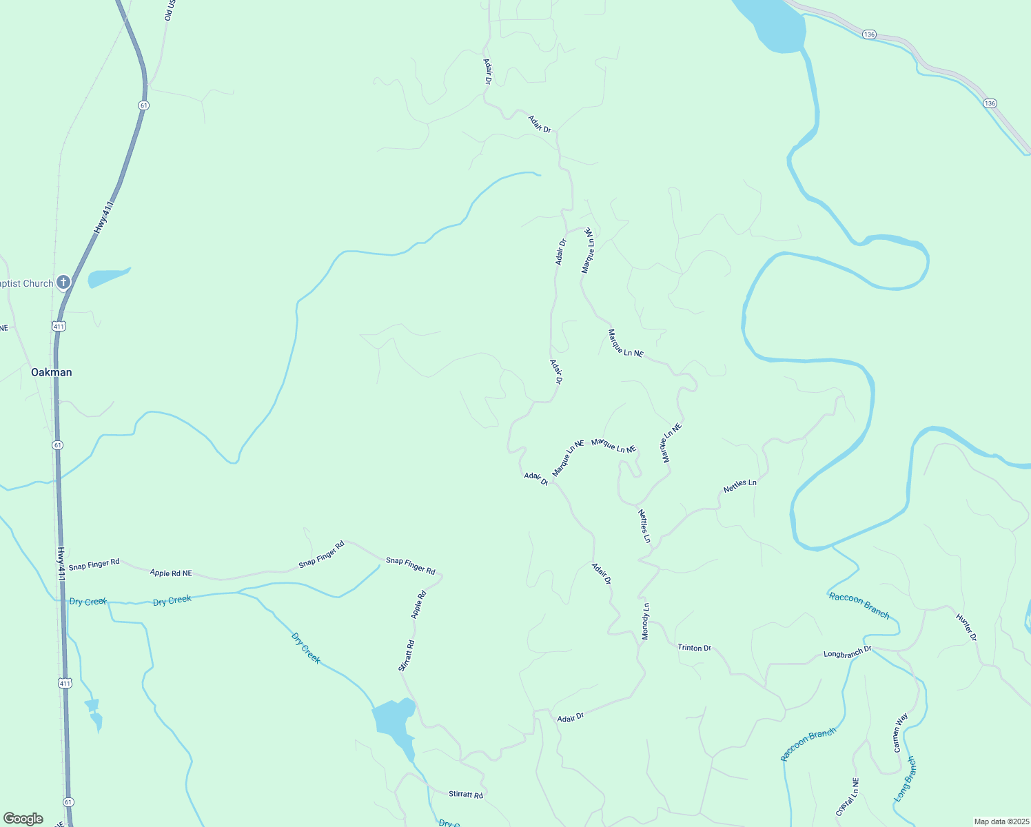 map of restaurants, bars, coffee shops, grocery stores, and more near 124 Adair Drive in Ranger