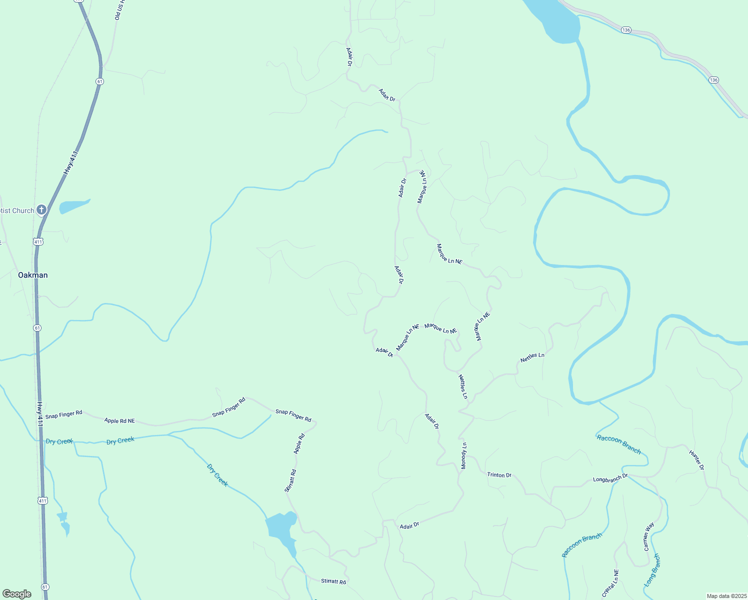 map of restaurants, bars, coffee shops, grocery stores, and more near 124 Adair Drive in Ranger