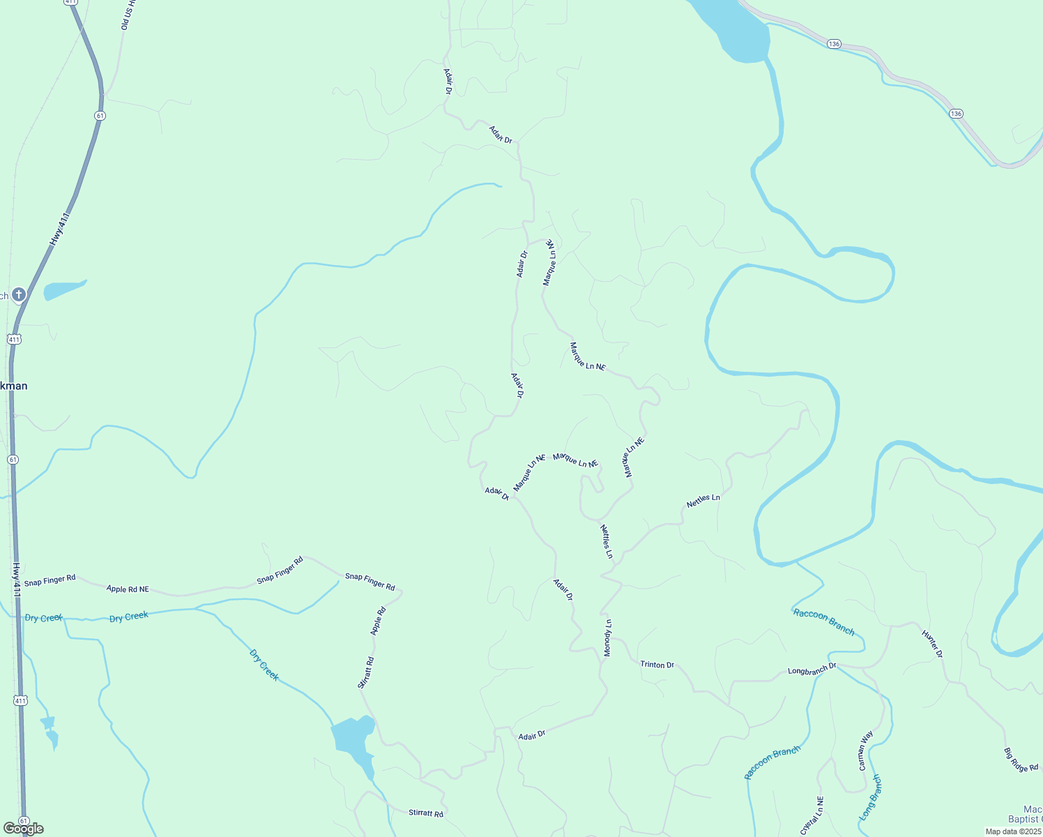 map of restaurants, bars, coffee shops, grocery stores, and more near 133 Adair Drive in Ranger