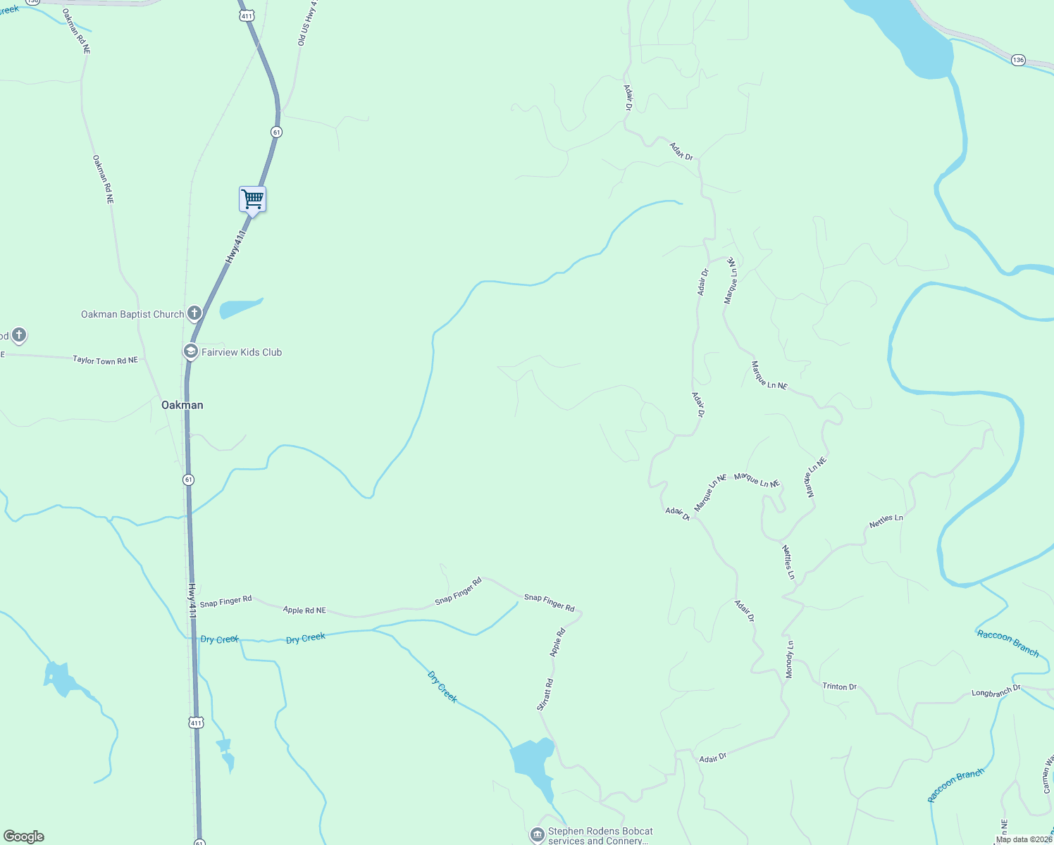 map of restaurants, bars, coffee shops, grocery stores, and more near 726 Raley Court in Ranger