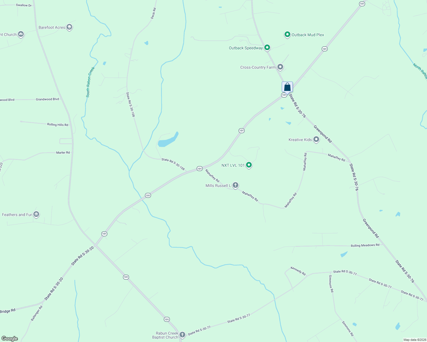 map of restaurants, bars, coffee shops, grocery stores, and more near 1772 Mahaffey Road in Gray Court