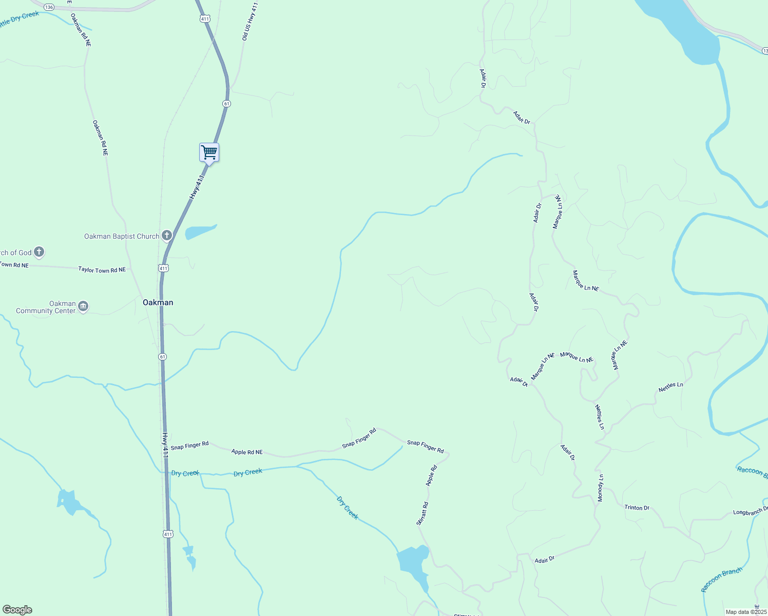map of restaurants, bars, coffee shops, grocery stores, and more near 710 Railey Ridge in Ranger
