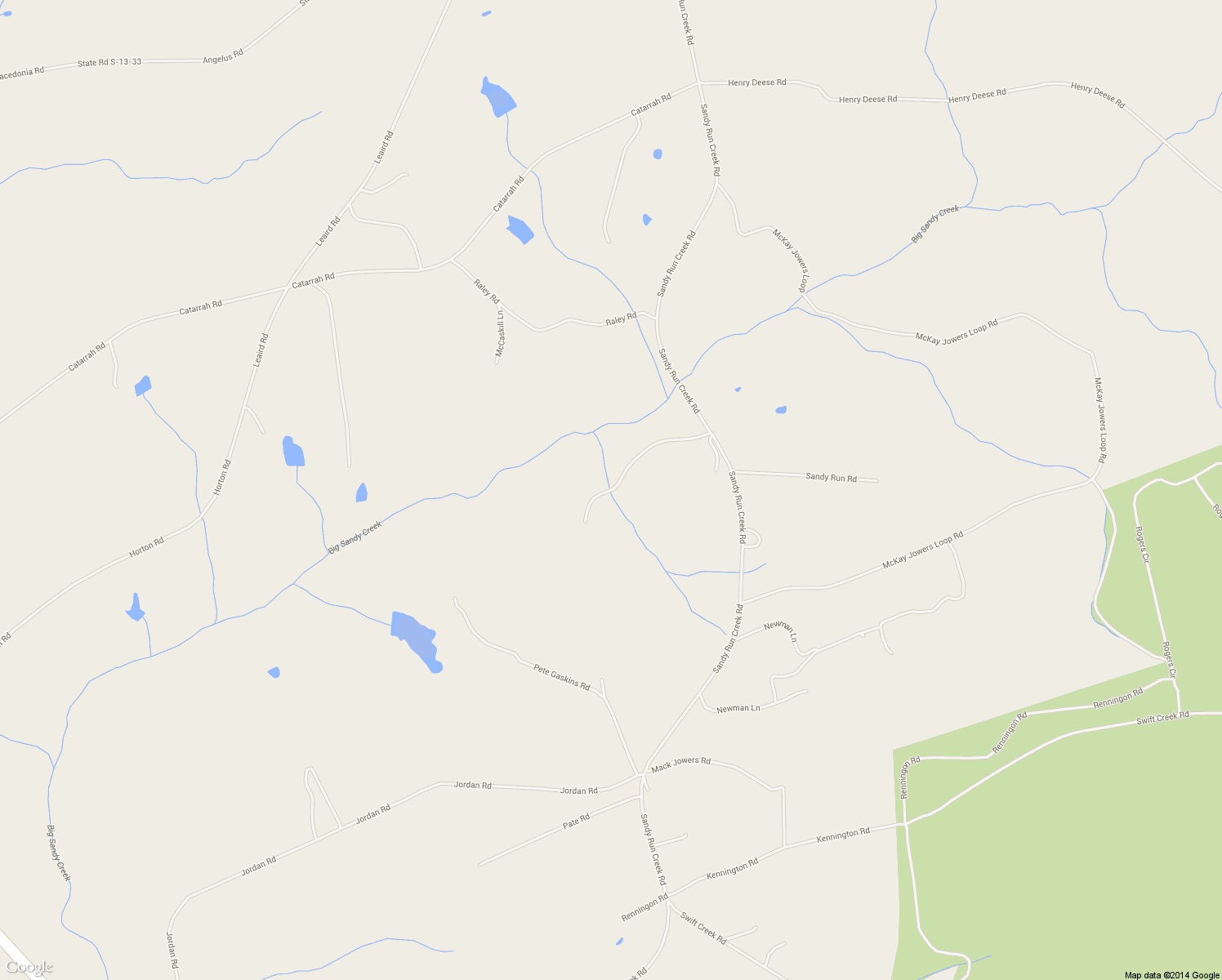 map of restaurants, bars, coffee shops, grocery stores, and more near Sandy Run Creek Road in Jefferson