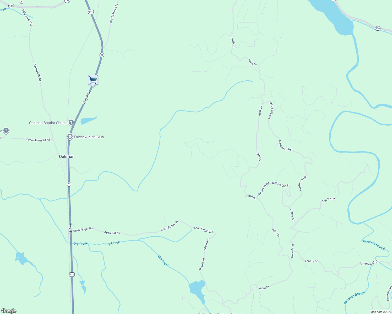 map of restaurants, bars, coffee shops, grocery stores, and more near 726 Raley Court in Ranger