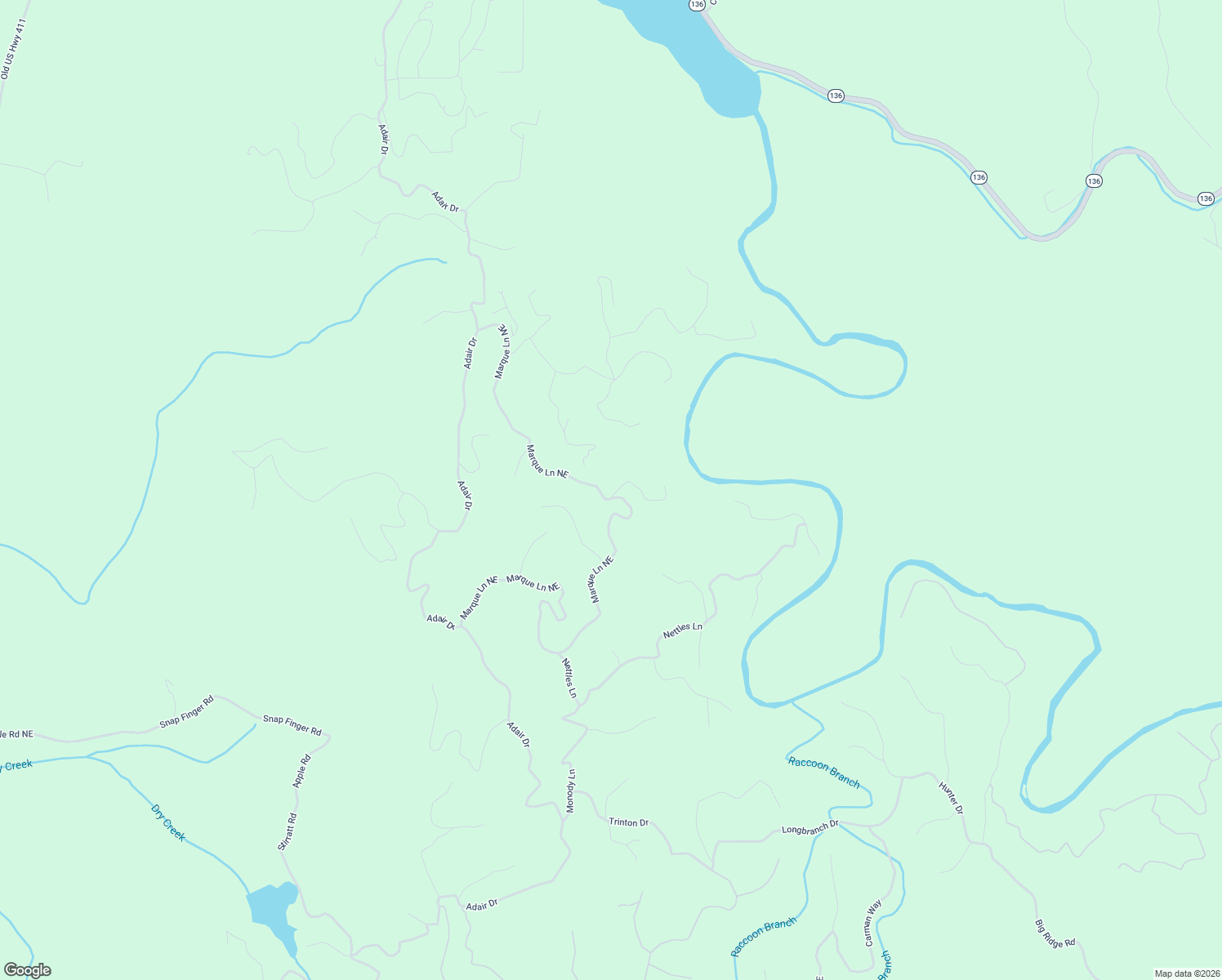 map of restaurants, bars, coffee shops, grocery stores, and more near 455 Marque Lane Northeast in Ranger