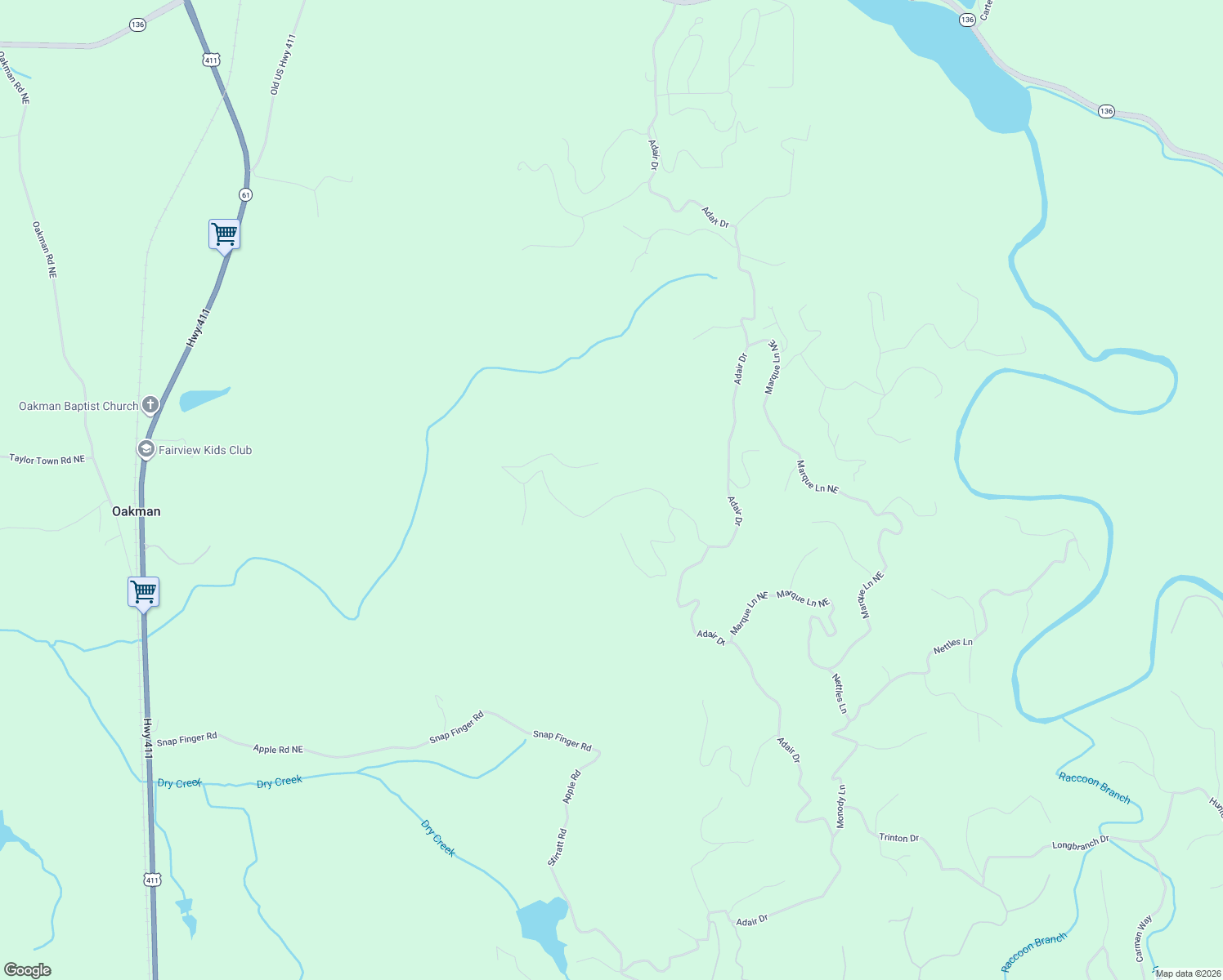 map of restaurants, bars, coffee shops, grocery stores, and more near 683 Anderson Lane in Ranger